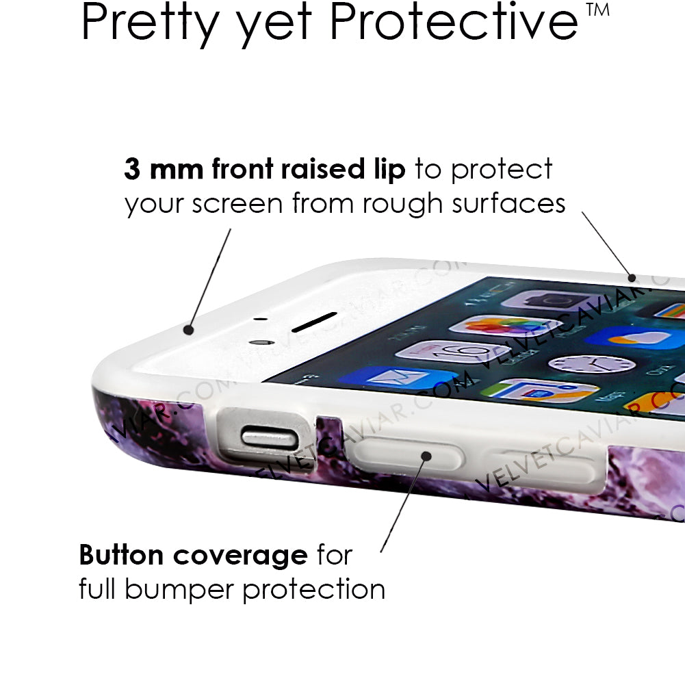 Premium Purple Stone Marble iPhone Case - Elegant & Durable Protective Cover for iPhone [Model Numbers] - Perfect for Work, Travel & Everyday Use