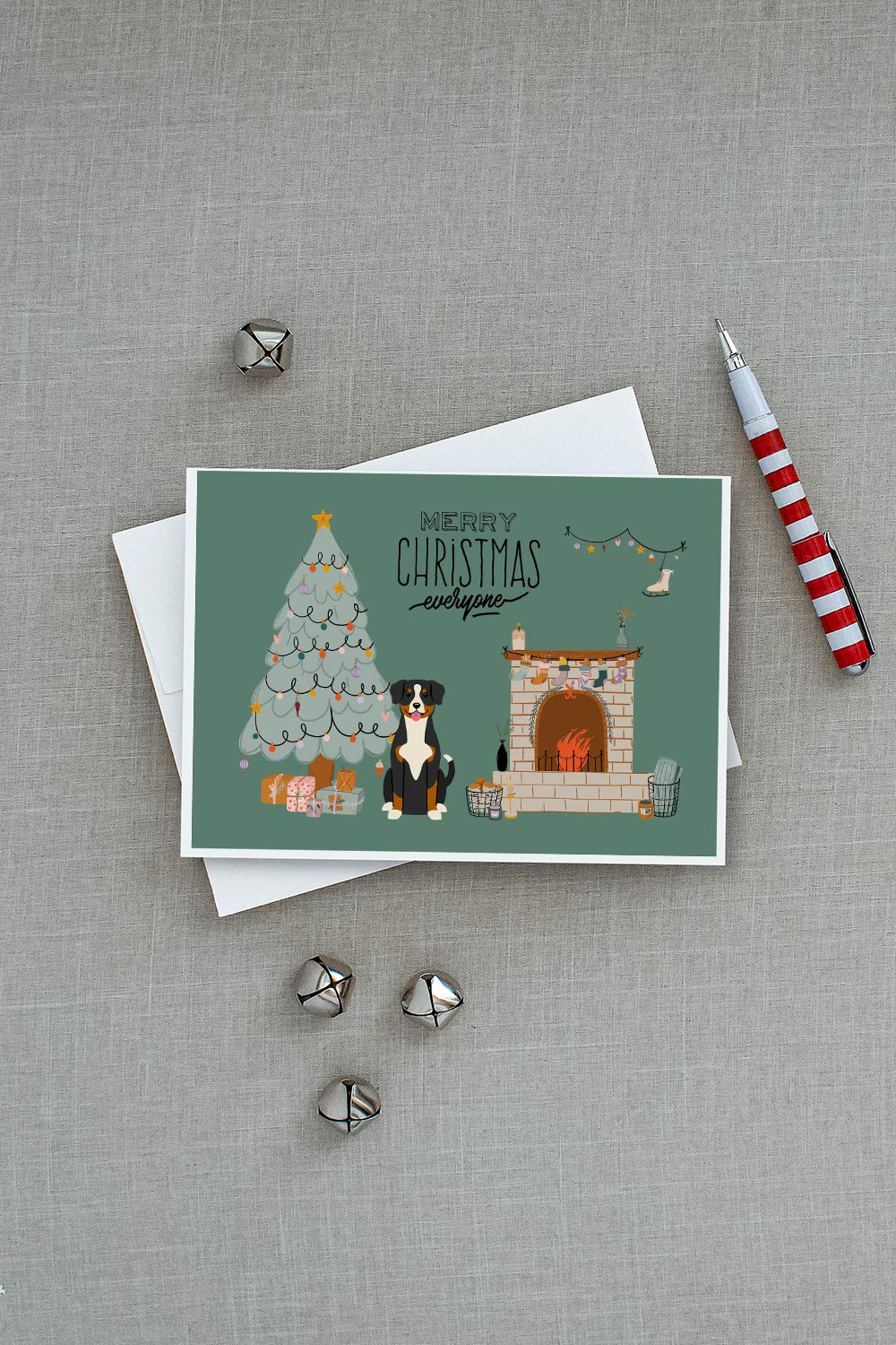 Entlebucher Christmas Everyone Greeting Cards - Pack of 8 Blank A7 Note Cards with Envelopes (5x7 inches) | Whimsical Holiday Stationery for Christmas Greetings, Thank You Notes & Festive Correspondence