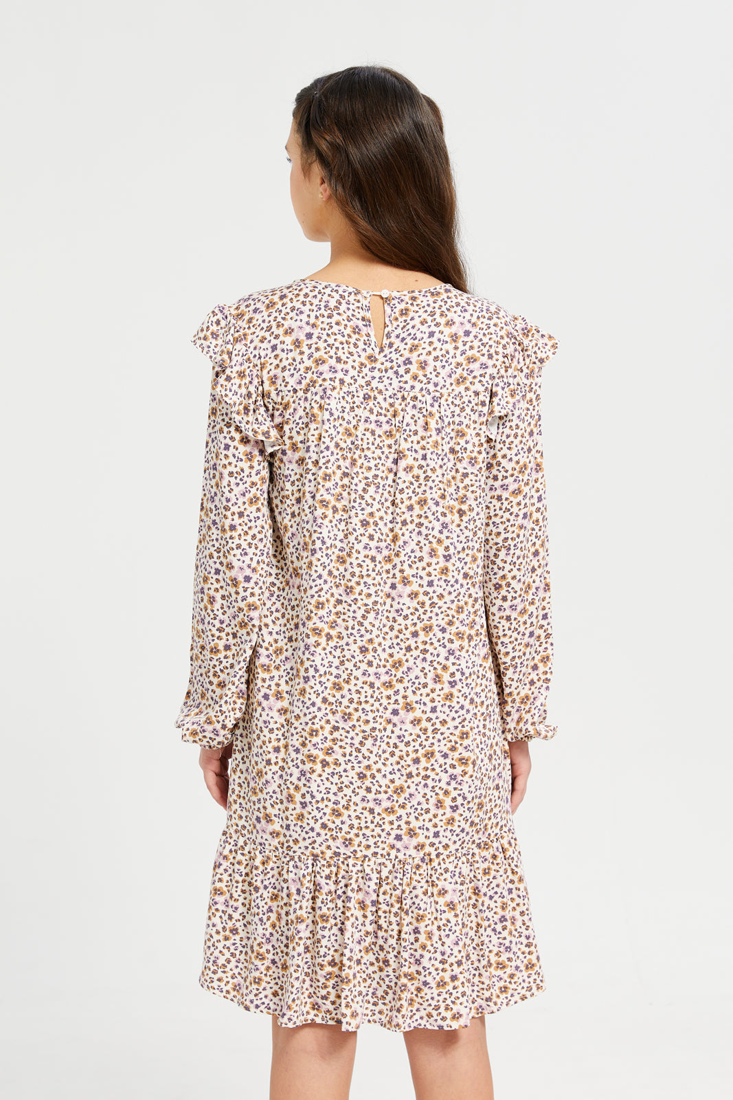Animal Print Long Sleeve Smocked Dresses for Women - Boho Chic Floral Midi Dress for Party, Date Night & Special Occasions