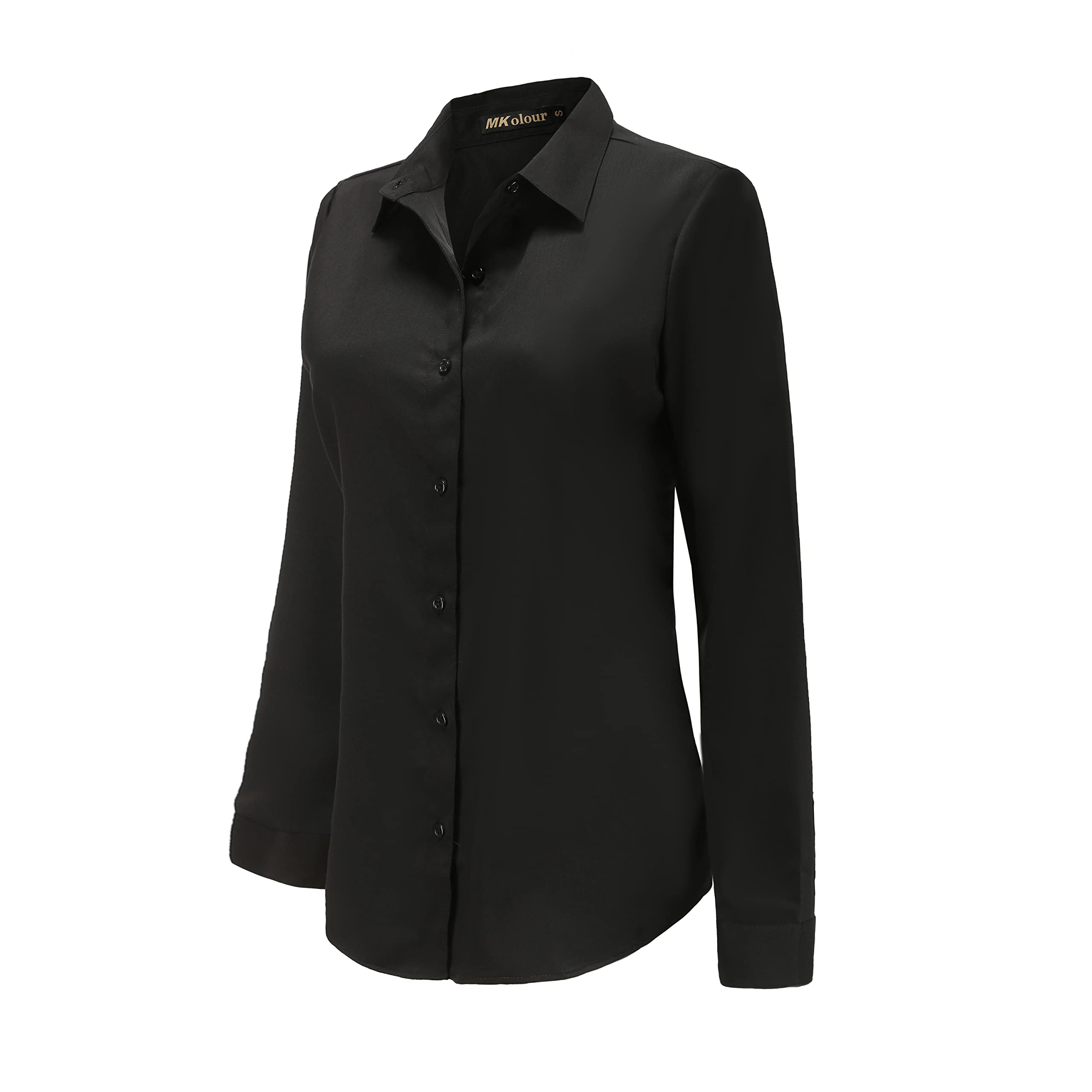 MKolour Women's Button Down Shirts - Long Sleeve Work Blouses with Collar - Professional Office Tops for Business Casual & Formal Wear