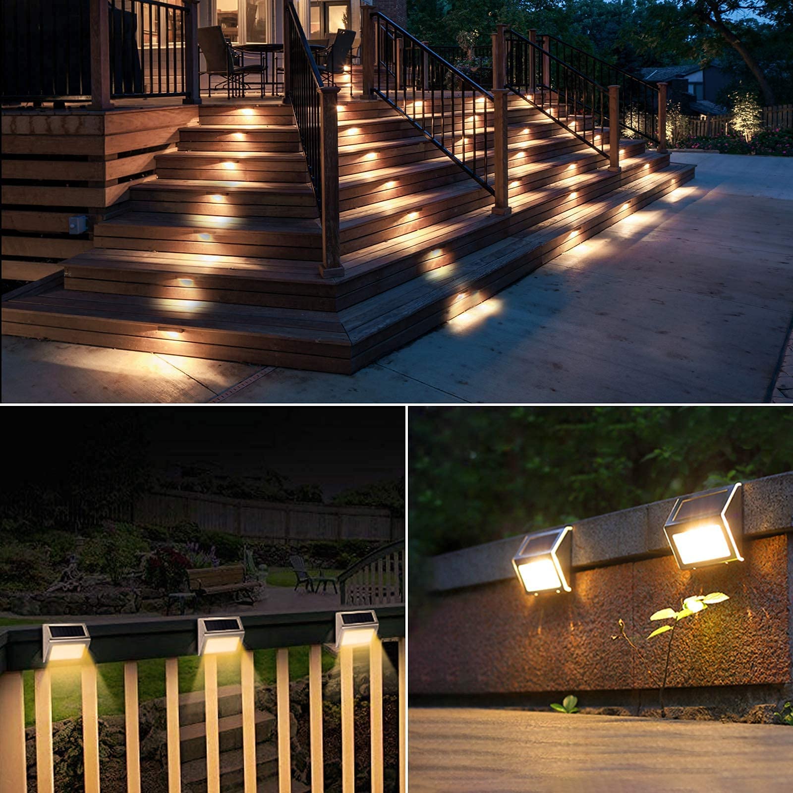 JSOT 12 Pack Solar Deck Lights - Waterproof Outdoor Solar Fence Lights for Garden, Backyard, Patio, Pool, Yard, Wall & Stair Steps | Warm White LED Lighting for Nighttime Safety & Ambience