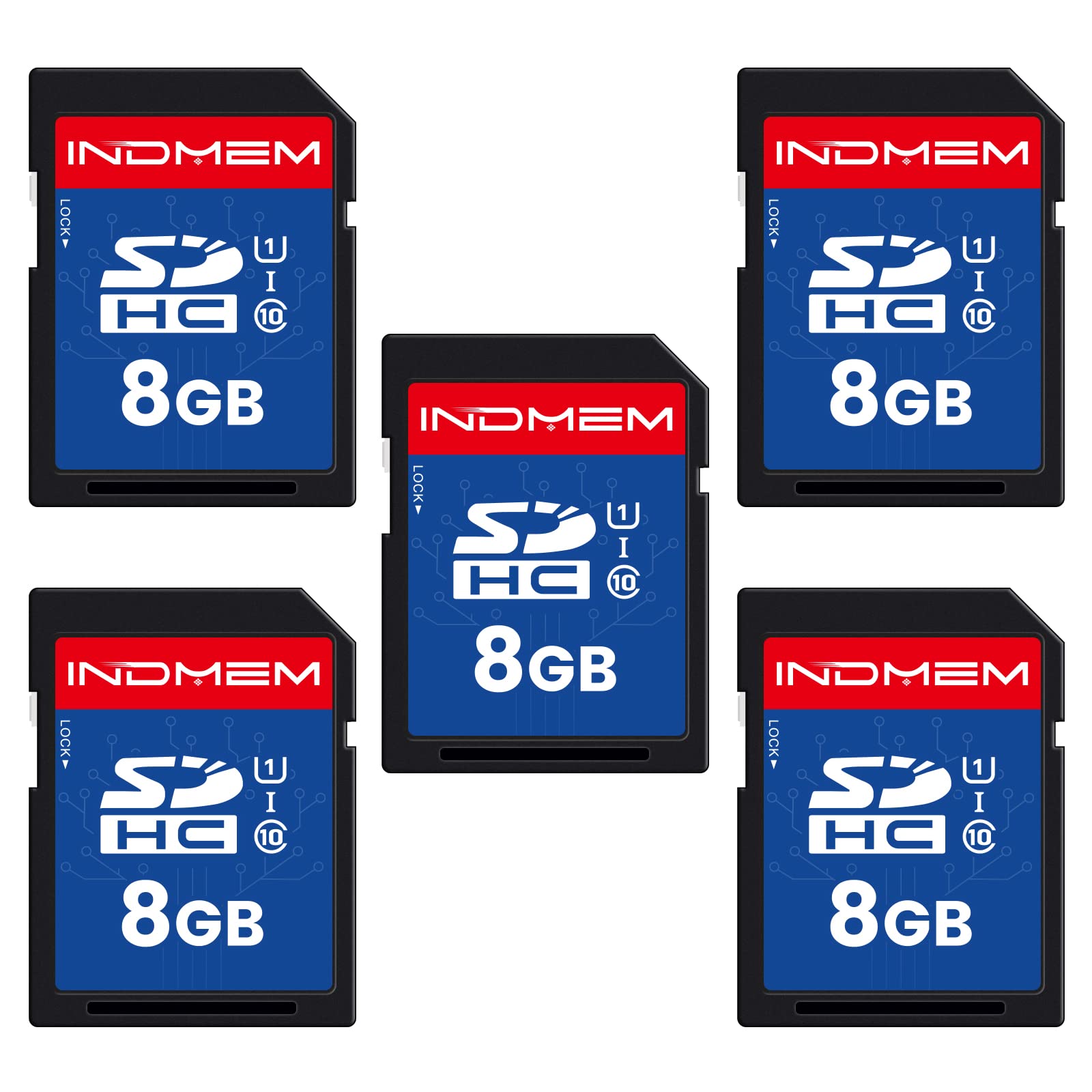 8GB SDHC Memory Card 5 Pack - UHS-I U1 Class 10 High Speed Flash Card for Digital Cameras, Computers & Trail Cameras - Perfect for Photography, Data Storage & Wildlife Monitoring