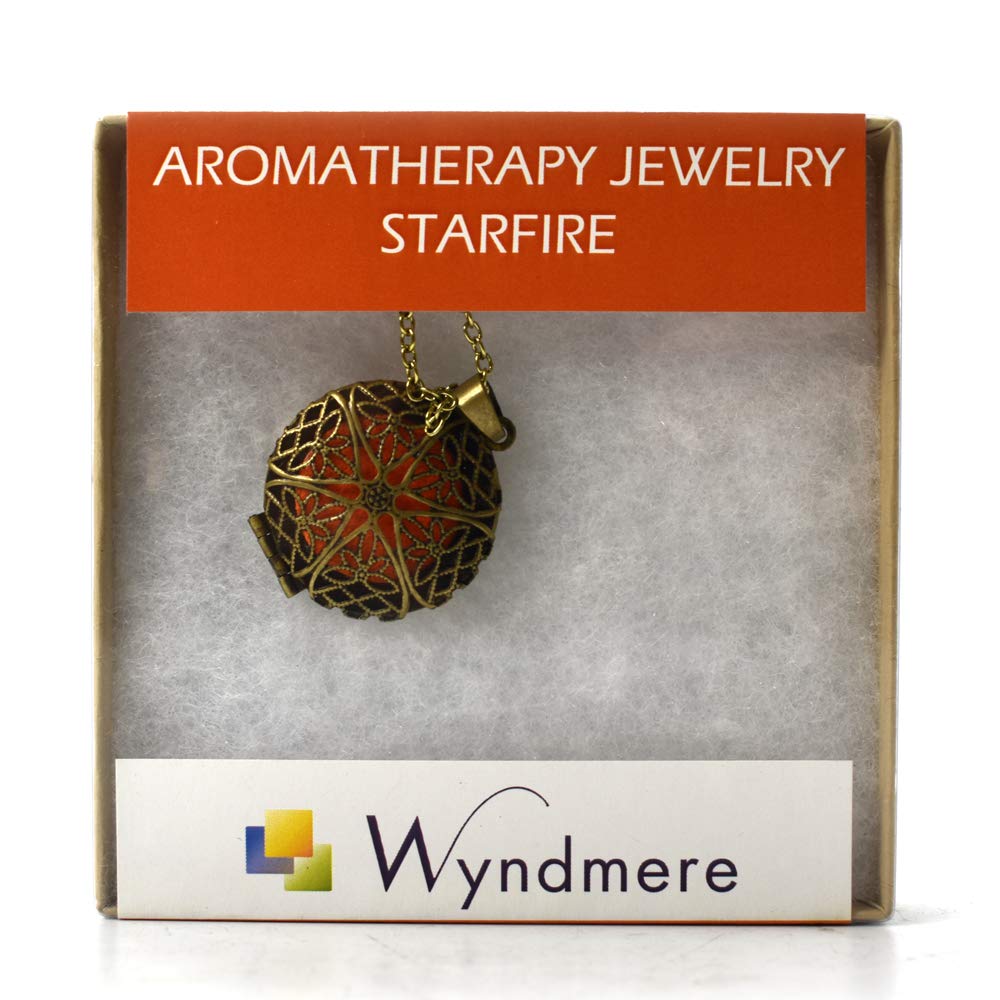 Wyndmere Starfire Aromatherapy Essential Oil Diffuser Pendant Necklace - Bronze with Refill Pads for Stress Relief & Relaxation at Home, Office or Yoga