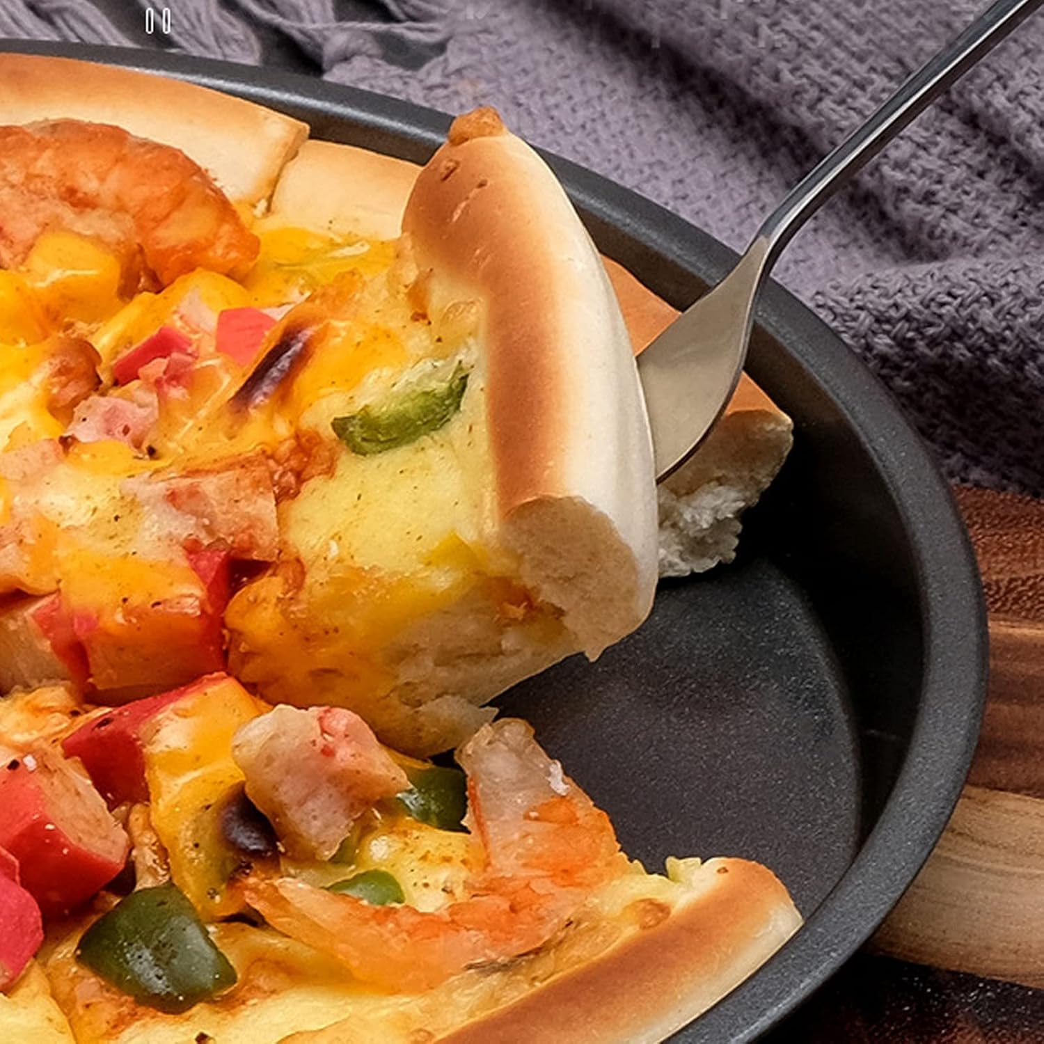 9 Inch Non-Stick Carbon Steel Pizza Pan with Teflon Coating - Oven, Microwave & OTG Safe Bakeware - Perfect for Homemade Pizza, Baking Bread & Roasting Vegetables