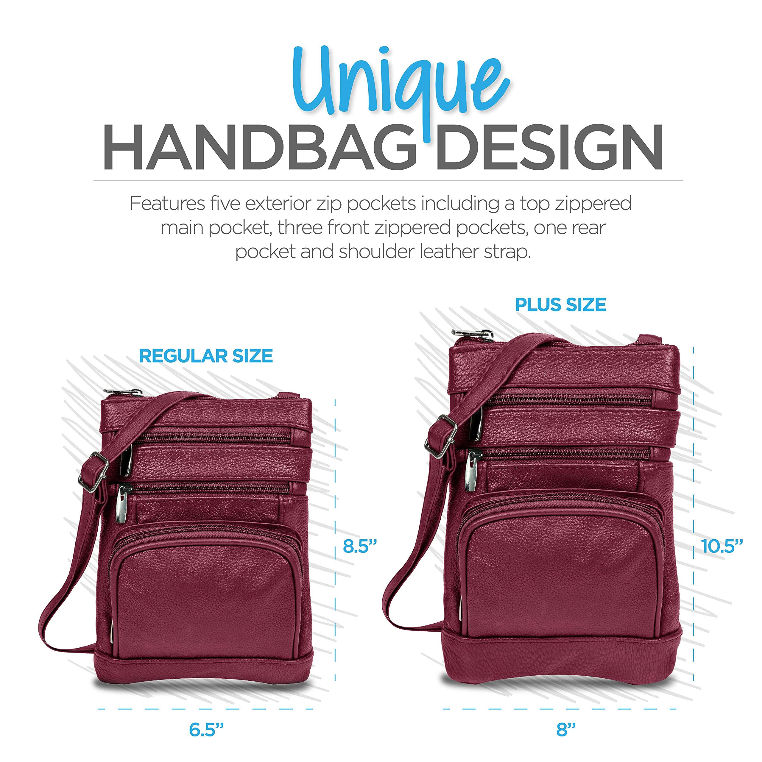 Premium Krediz Genuine Leather Crossbody Bag for Women - Adjustable Strap, Multi-Pocket Design, Soft & Durable - Perfect for Travel, Shopping & Everyday Use