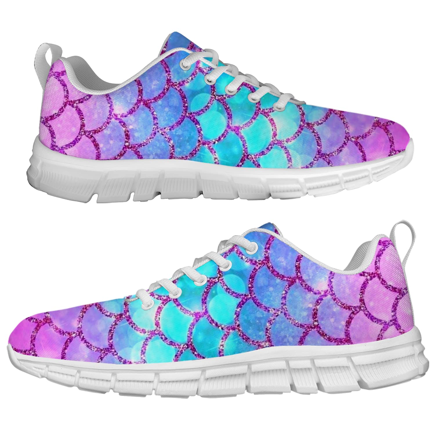 Women's & Girls' Mermaid Style Tennis Shoes - Cute Pink Purple Turquoise Running Sneakers for Golf, Casual Wear & Sports | Size 9.5 Men / 11 Women | Perfect Gift for Girls & Women | Ideal for Running, Walking, Gym & Outdoor Activities