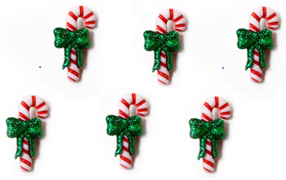 Right Candy Cane - Holiday Collection by Dress it Up Buttons & Embellishments - 6 Pieces - Perfect for Christmas Decorations, DIY Crafts, and Festive Gift Wrapping