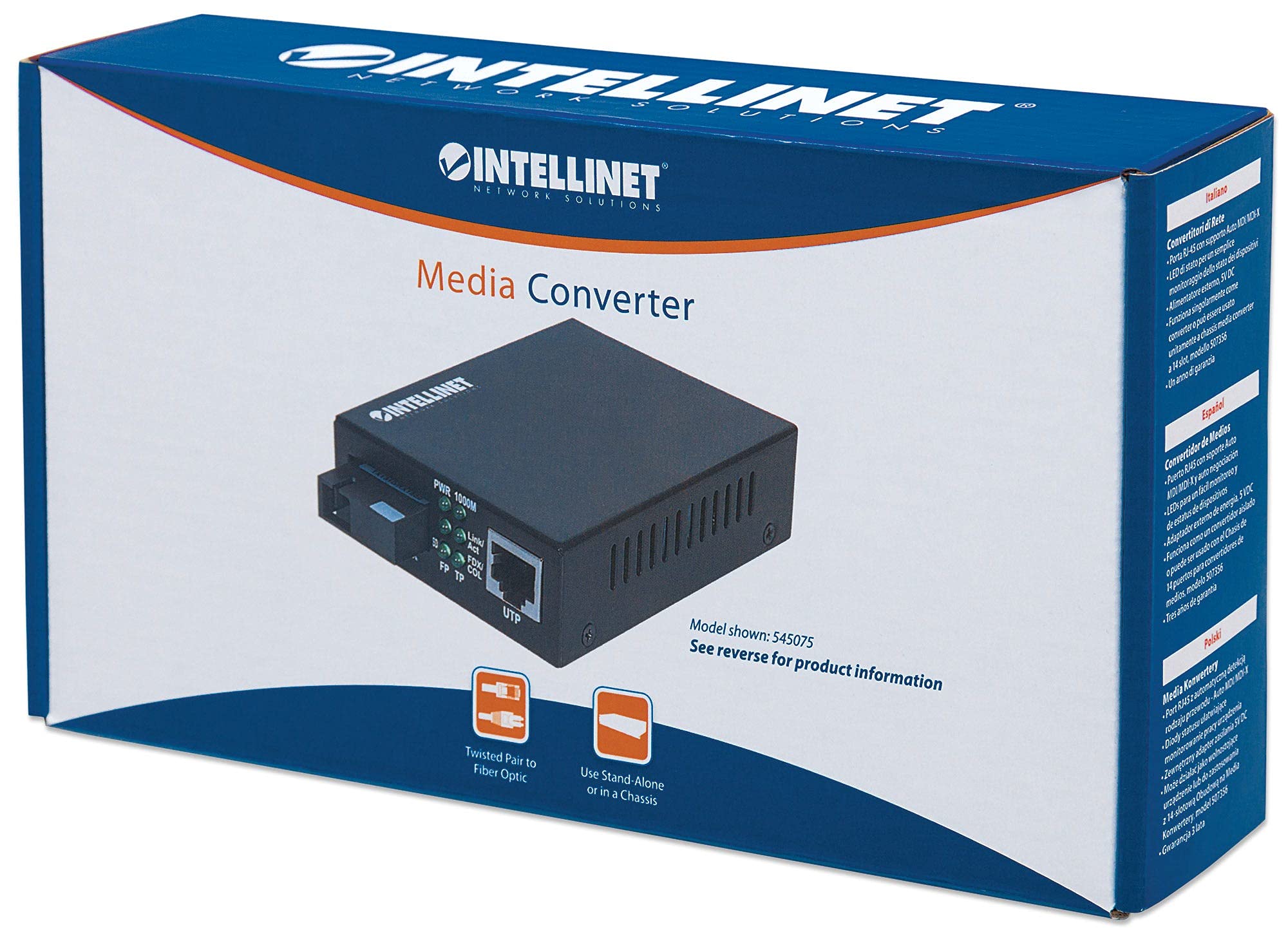 Intellinet Gigabit Ethernet Single Mode Media Converter - High-Speed Fiber Optic Network Adapter for Office, Data Center & Home Networking