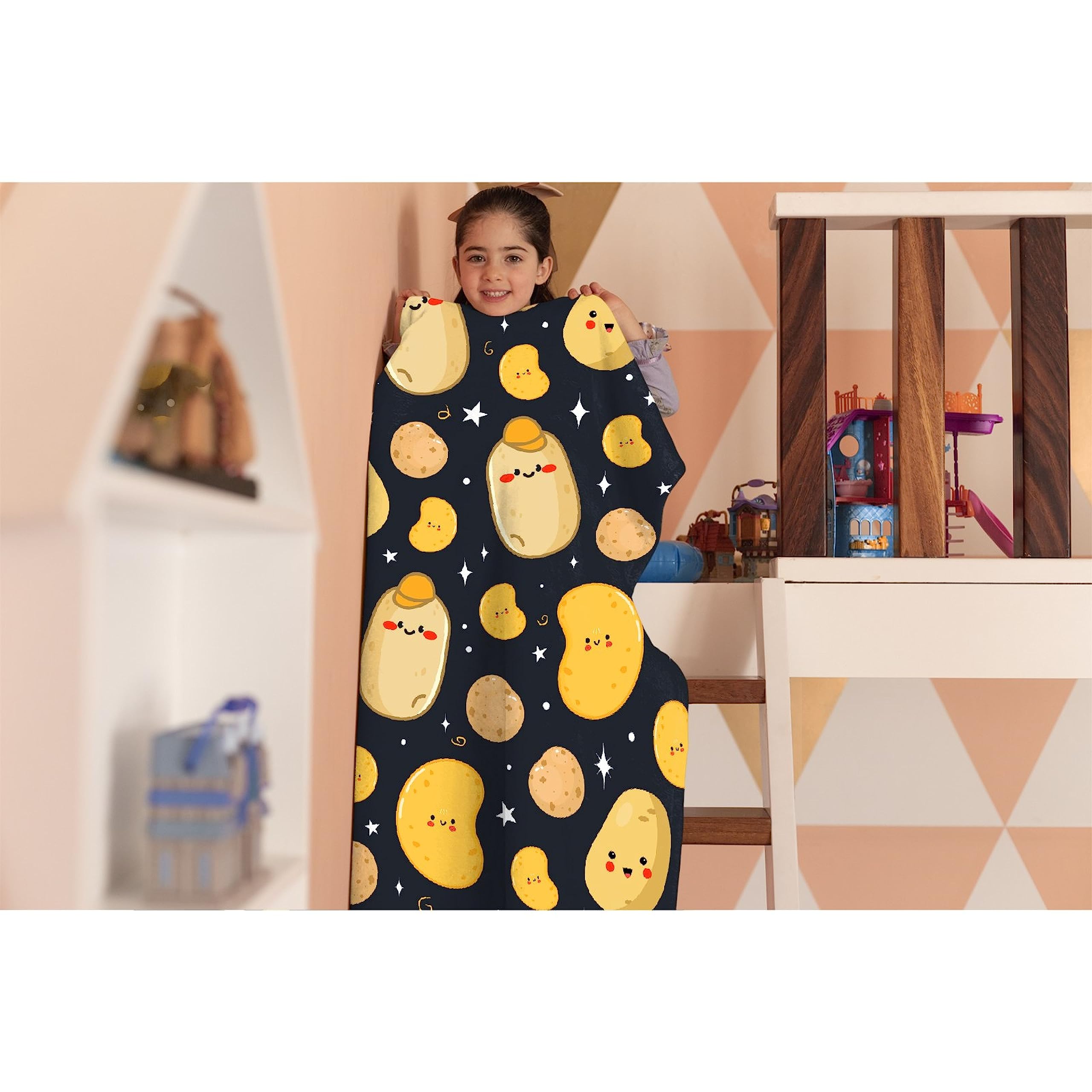 Super Soft Cozy Potato Blanket - Warm Throw for Women & Girls - 80x60 Inch Fluffy Fleece Blanket for Couch, Bed, Sofa & Office - All Season Home Decor Gift Idea - Perfect for Movie Nights, Camping & Relaxation