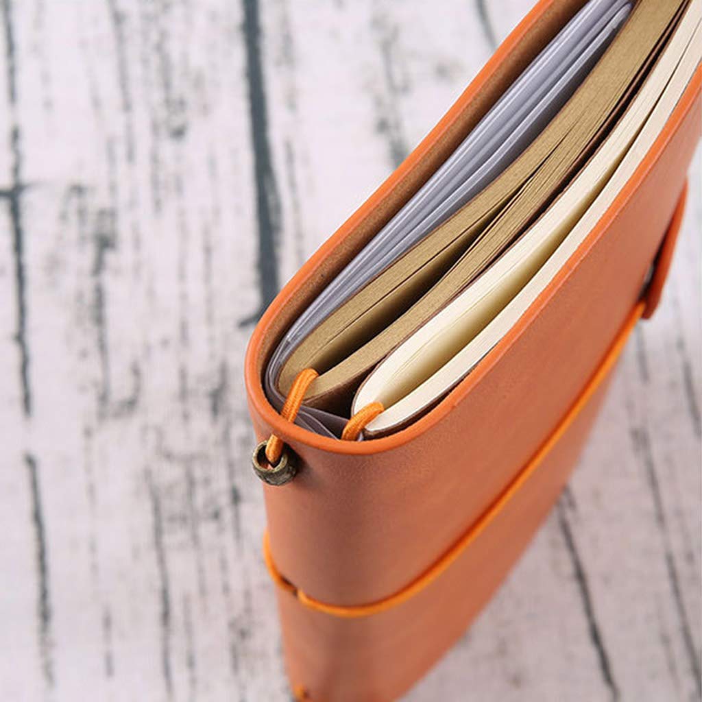 Vintage Leather Notebook Journal - Retro Pocket Notebook with Elastic Closure, Paper Card Holder for Office, Home & School - Perfect for Writing, Note Taking & Organizing Daily Tasks