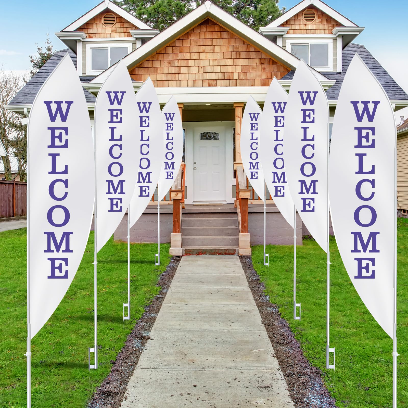4 Pack 16ft Feather Flag Pole Kit with Ground Spikes - Heavy Duty Advertising Banner Flag Set with Ground Stakes & Hardware - Perfect for Business Storefronts, Grand Openings, Car Dealerships & Outdoor Events