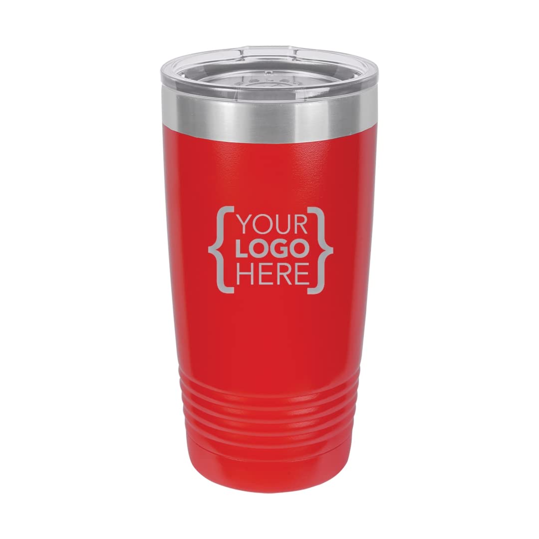 20oz Insulated Tumbler with Custom Logo - 9 Vibrant Colors (Red) - Perfect for Office, Gym & Outdoor Activities