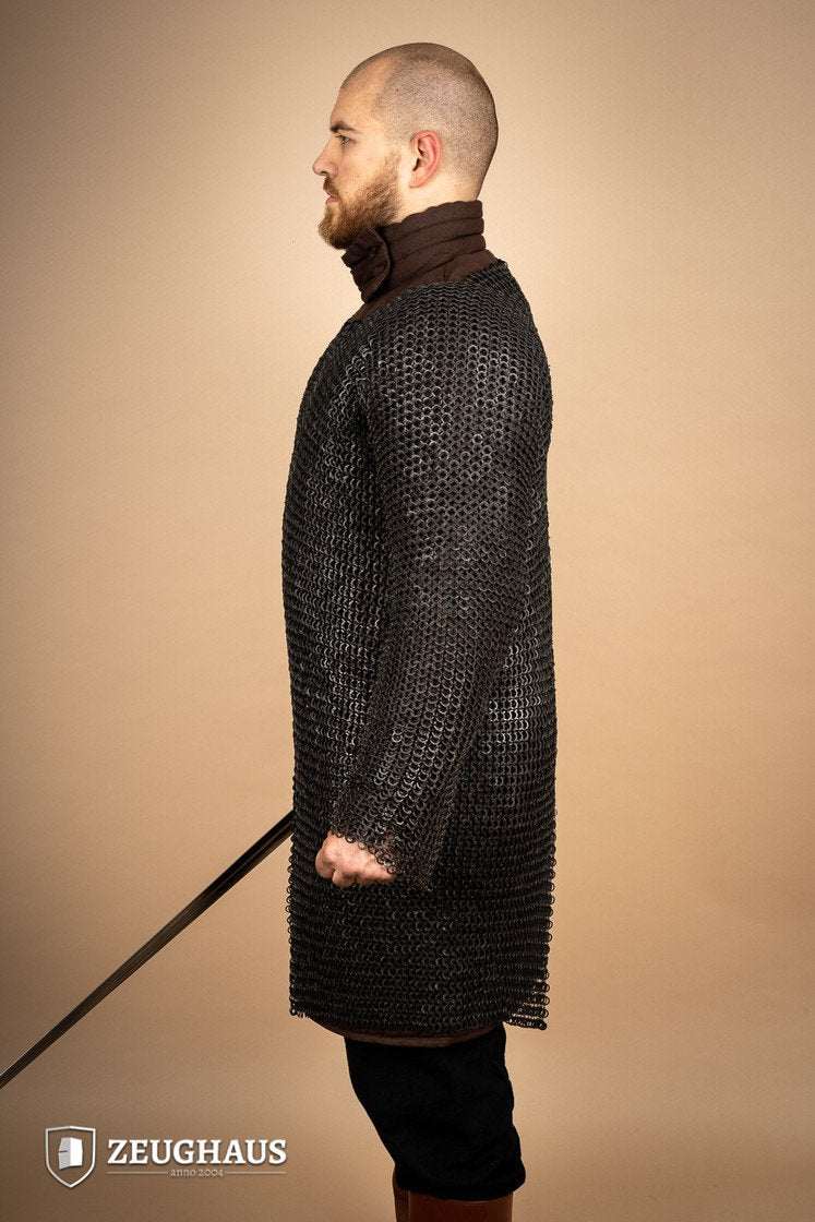 Chainmail Hauberk Flat Ring Riveted 9mm Burnished - Medieval Armor for LARP, Cosplay & Historical Reenactment