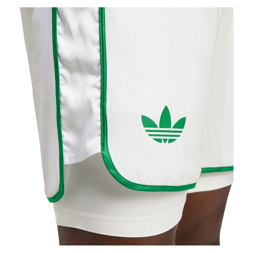 Men's 7 Inch Tennis Shorts with Compression Liner - Breathable White Athletic Shorts for Running, Gym & Sports Training