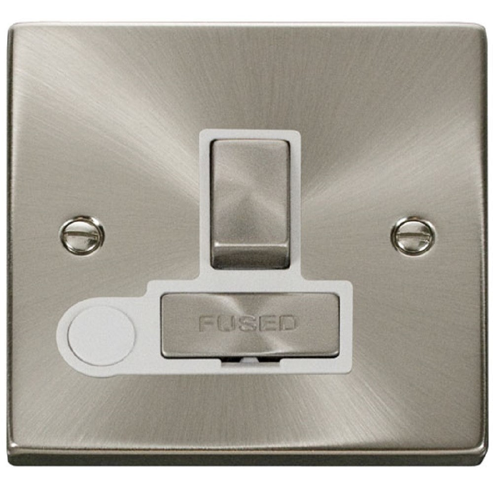 Click Deco Satin Chrome 13A Switched Spur with Flex VPSC551WH - Modern Electrical Outlet for Home & Office Decor | Perfect for Bedrooms, Living Rooms and Workspaces