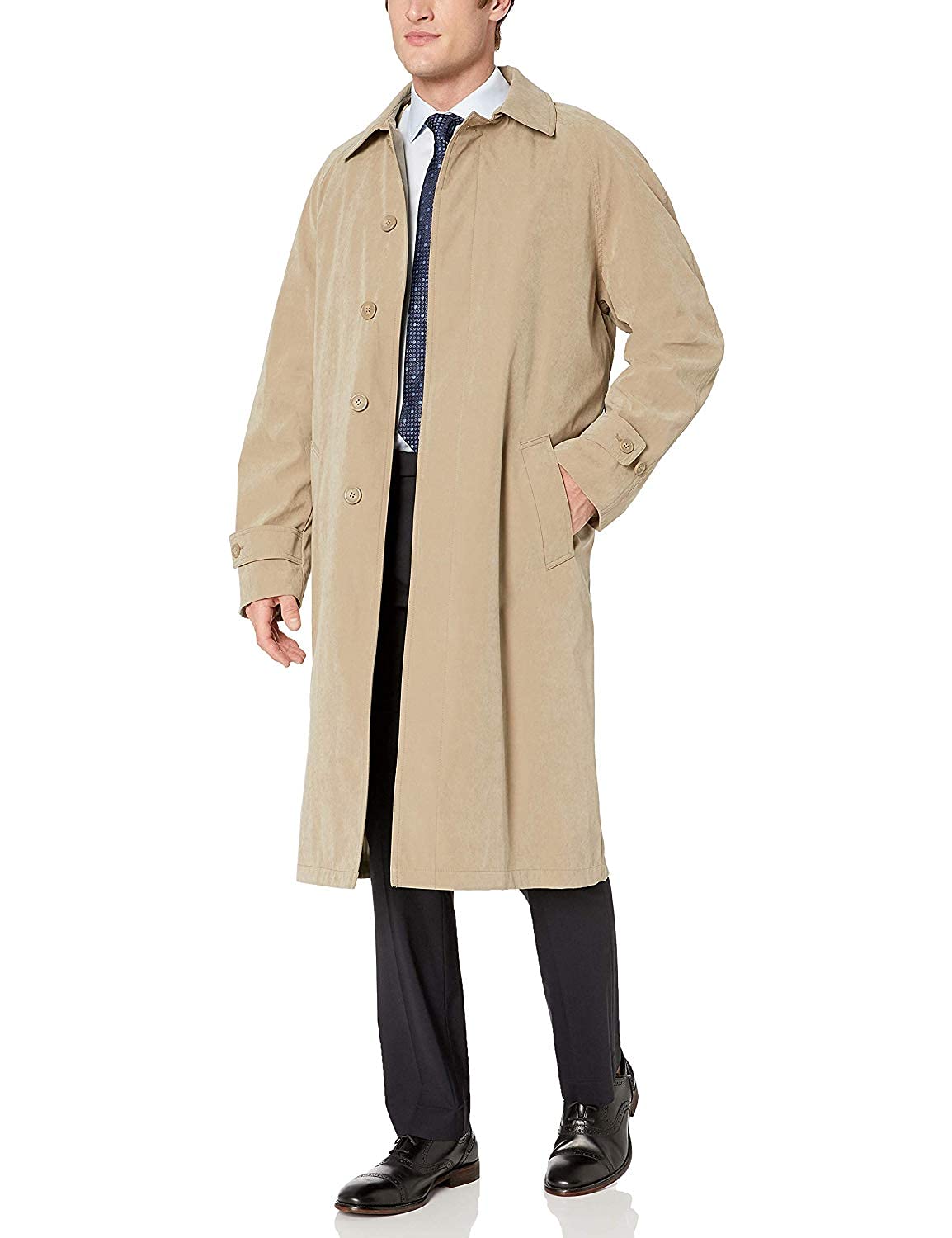 Adam Baker Men's Single Breasted Full Length Trench Coat - Waterproof All-Weather Raincoat for Business, Travel & Outdoor Activities