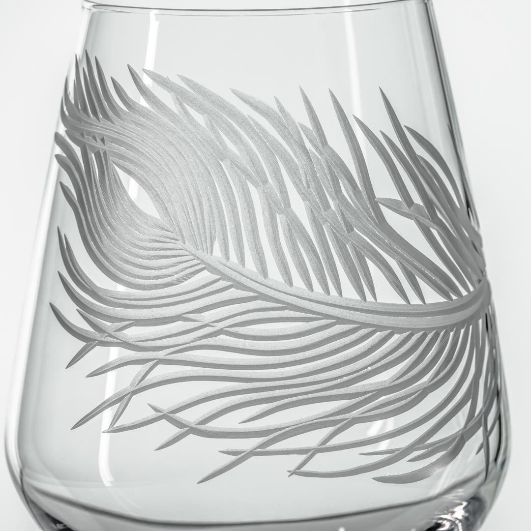 Peacock 18oz Stemless Wine Glasses Set of 2 - Elegant & Durable Glassware for Red Wine, White Wine, Cocktails - Perfect for Dinner Parties, Weddings, Gifts & Home Entertaining