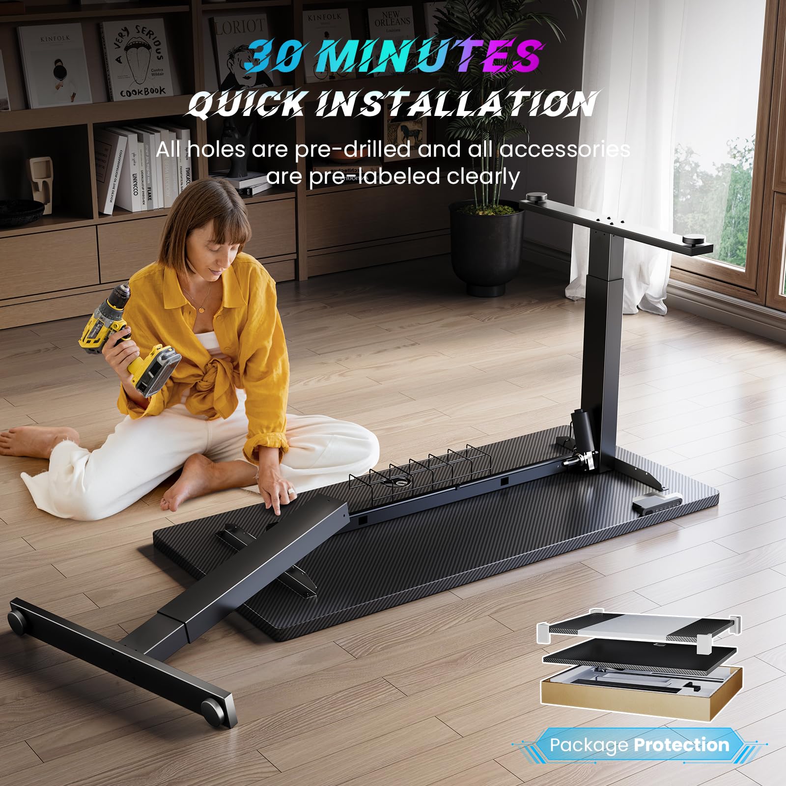 SIAGO 48 x 24 Inch Electric Standing Desk - Adjustable Height Sit Stand Desk with 3 Memory Presets & Cable Management - Perfect for Home Office, Gaming & Workspace Ergonomics