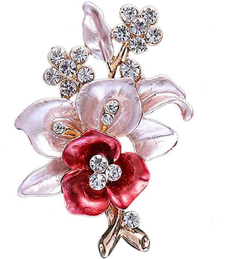 Elegant Crystal Rhinestone Rose Flower Brooch Pin for Women - Rose Gold Fashion Jewelry Gift for Girls, Perfect for Weddings, Parties & Special Occasions