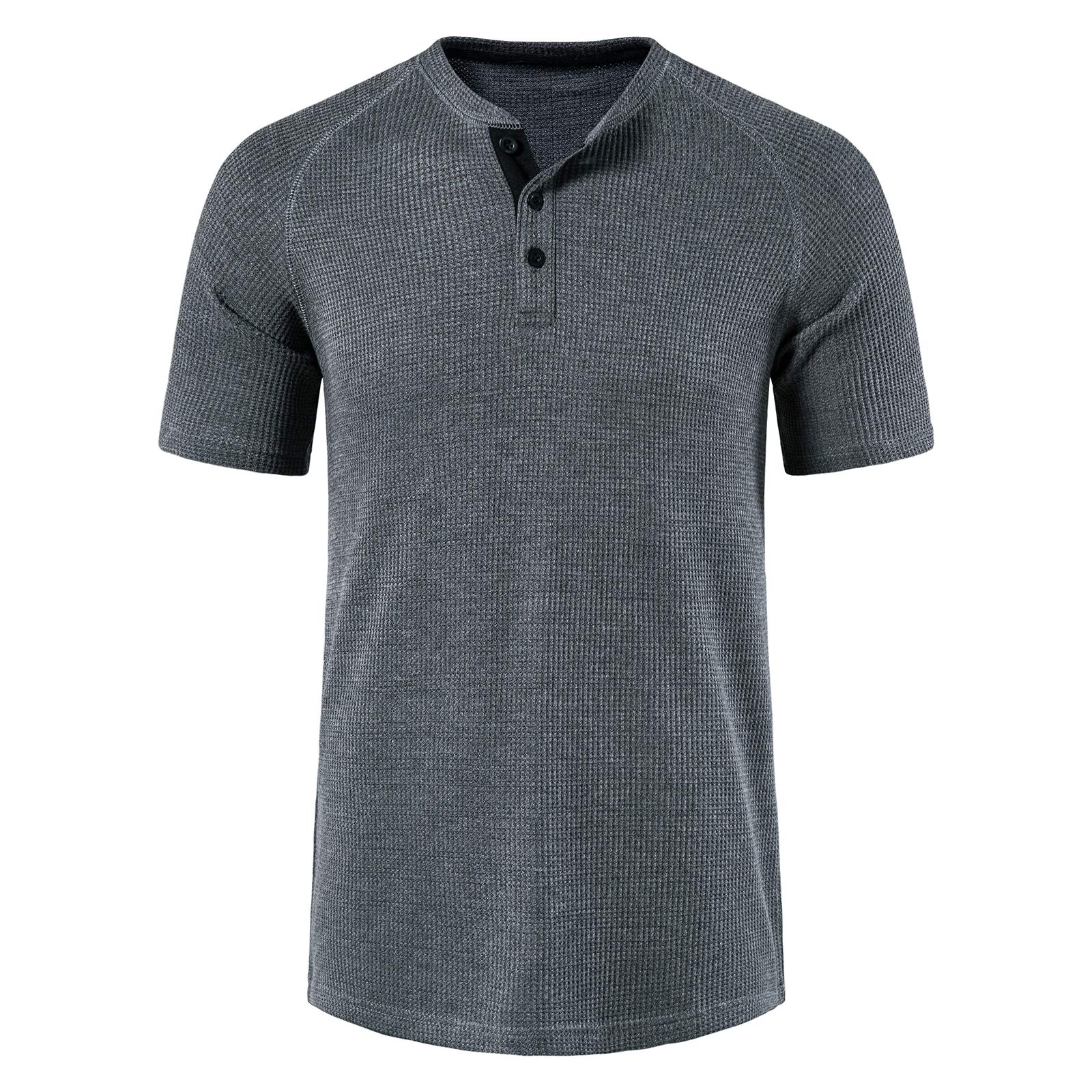 LOCALMODE Men's Waffle Henley Long Sleeve T-Shirt | Casual Crew Neck Shirt for Men | Perfect for Layering, Outdoor Activities & Everyday Wear