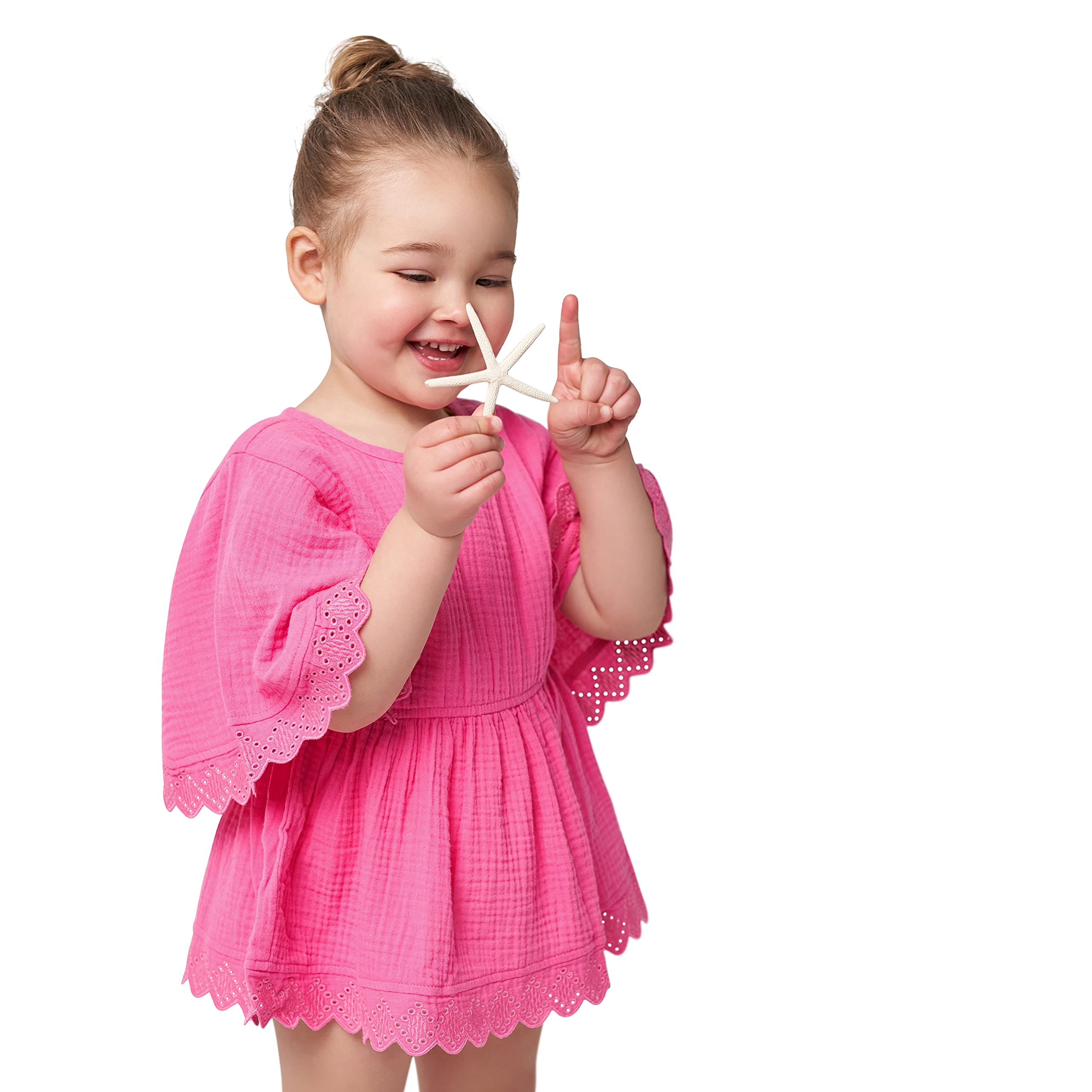 Gerber Baby Girls' Toddler Kaftan Swim Cover Up - UV Protection Rash Guard for Beach, Pool & Summer Outings