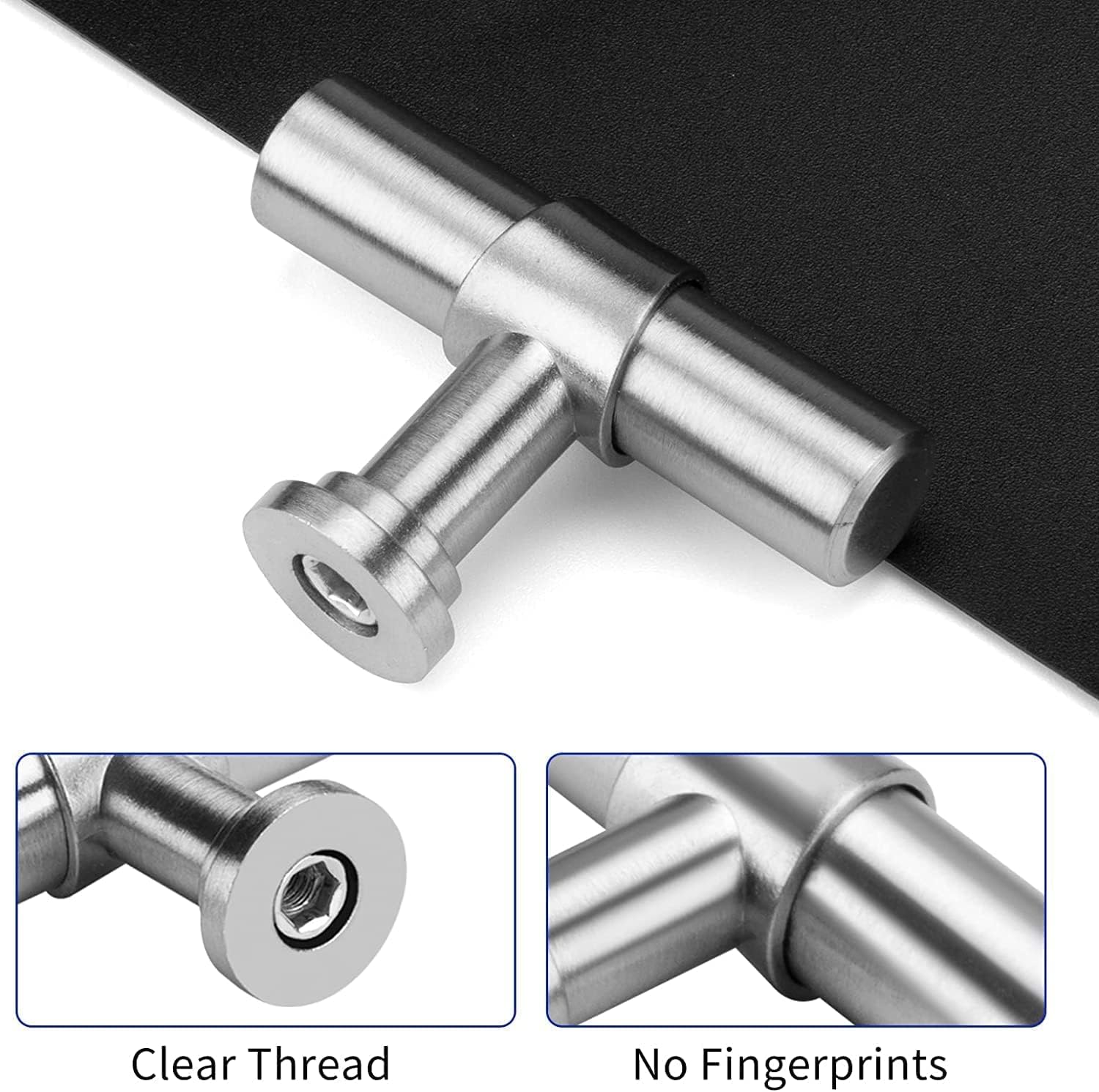 30 Pack Brushed Nickel Cabinet Knobs - Single Hole Silver Dresser Pulls & T-Bar Drawer Handles for Kitchen Cabinets, Bathroom Vanity, Wardrobe & Furniture Hardware (Easy DIY Installation)