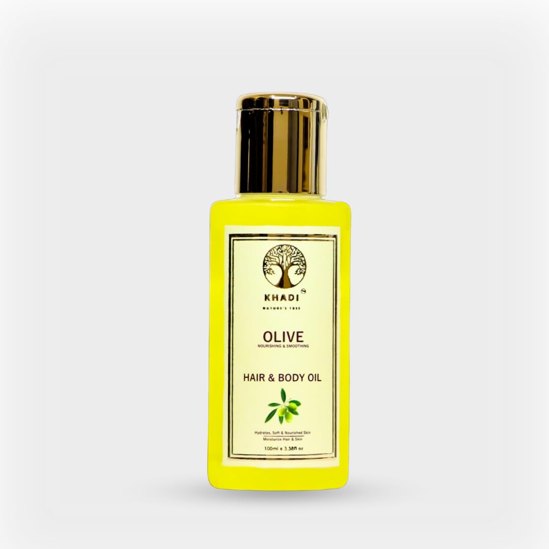 Khadi Nature’s Tree Olive Oil - 100% Pure for Hair Growth, Skin Care & Face Massage | 100ml | Organic & Natural | Perfect for Daily Moisturizing & Scalp Treatment