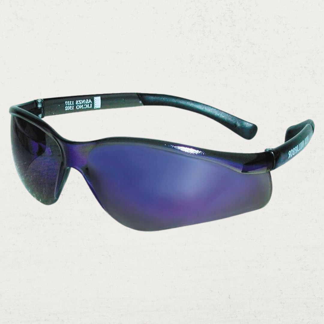 Nullabor Blue Mirror Safety Glasses - ANSI Z87.1 Certified Protective Eyewear for Construction, Woodworking & Outdoor Activities