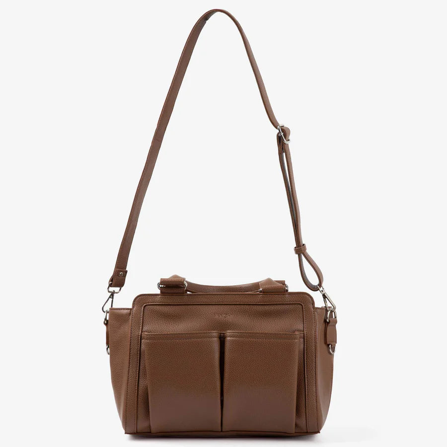 Vanchi Amelia Convertible Diaper Bag & Stroller Organizer - Pebbled Tan | Perfect for Baby Essentials, Travel & On-the-Go Parents