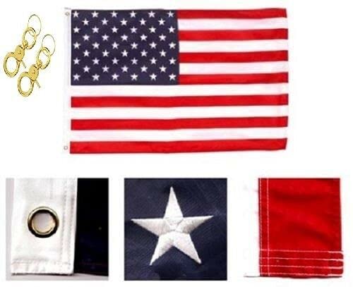 Premium 8x12 Ft Embroidered USA American Flag - Heavy Duty Nylon with Brass Grommets & Clips - Perfect for Parades, Patriotic Events & Outdoor Decor