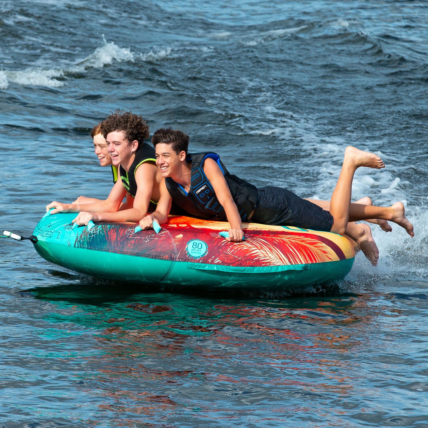 O'Brien Ultra Screamer Paradise Towable Tube - 3 Rider Inflatable Water Tube for Boating, Lake & Beach Fun - Perfect for Family & Friends Summer Adventures