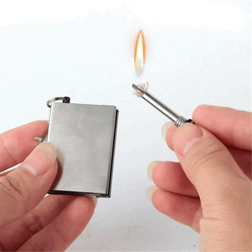 Emergency Fire Starter Kit - Waterproof Flint & Steel Firestarter with Lighter & Matches for Camping, Hiking & Survival Gear