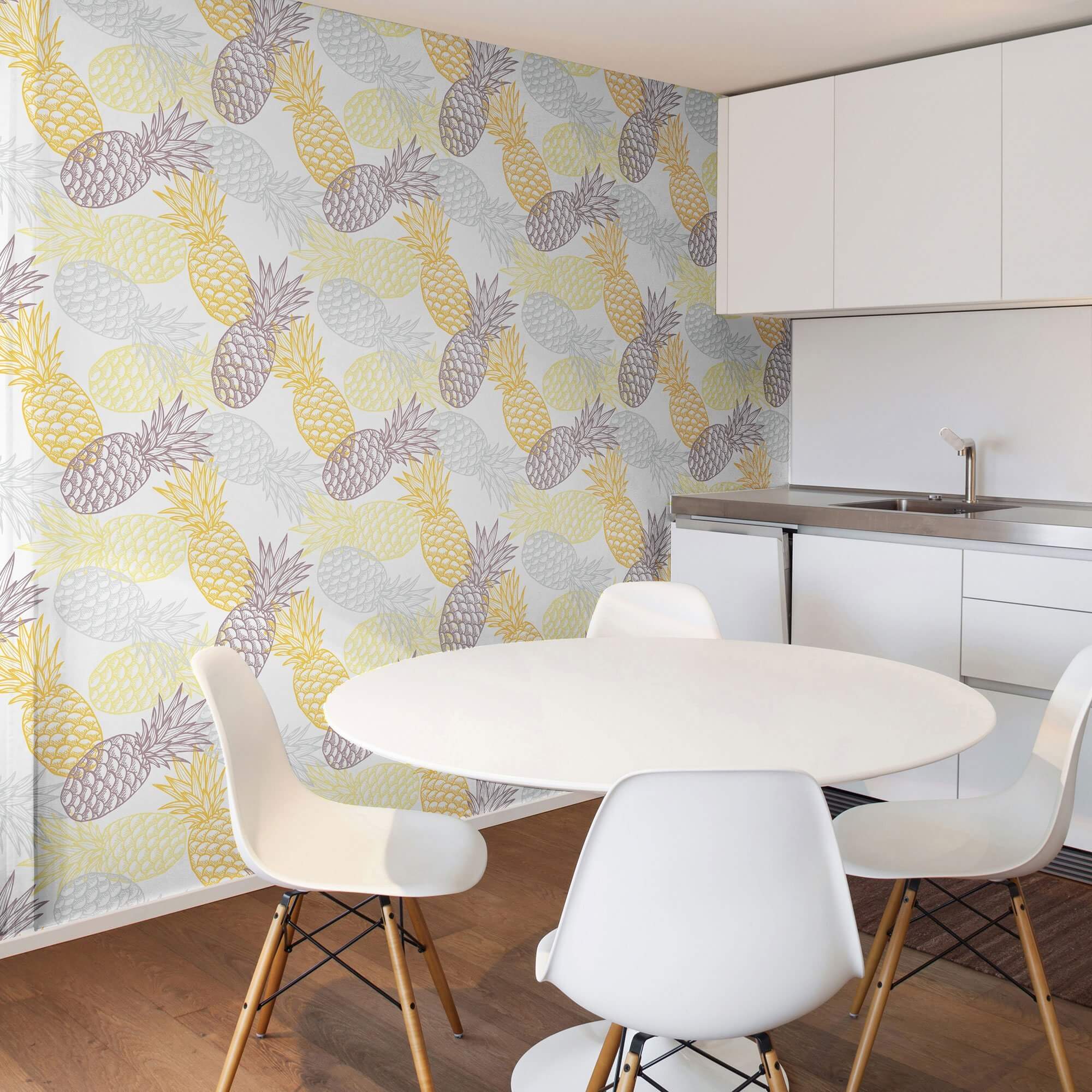 Yellow and White Tropical Peel and Stick Removable Wallpaper - Self-Adhesive Wall Decor for Bedroom, Living Room, Nursery | Easy Installation & Damage-Free Removal