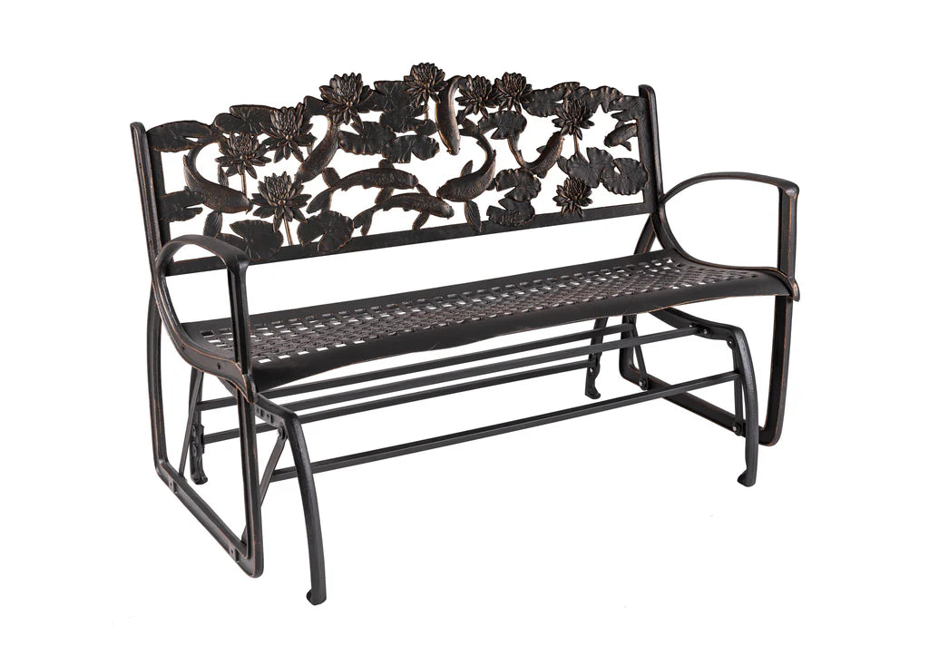 Premium Outdoor KOI Glider Bench - Weather-Resistant Patio Swing Chair for Garden, Porch & Backyard Relaxation | Perfect for Reading, Lounging & Enjoying Nature
