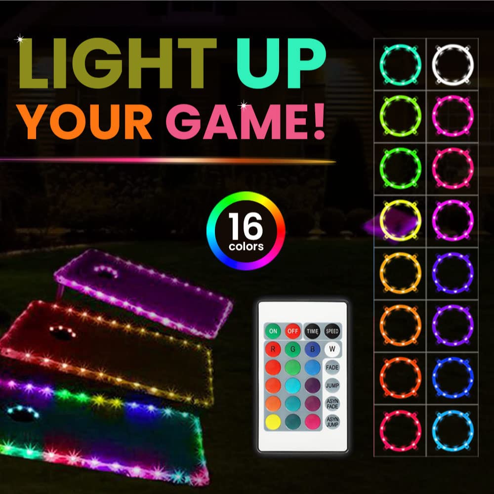 Skip's Garage Regulation Size Cornhole Board Set - Premium Cornhole Game Boards with Optional LED Lights & Carrying Cases - Perfect for Backyard Parties, Tailgating, and Outdoor Events