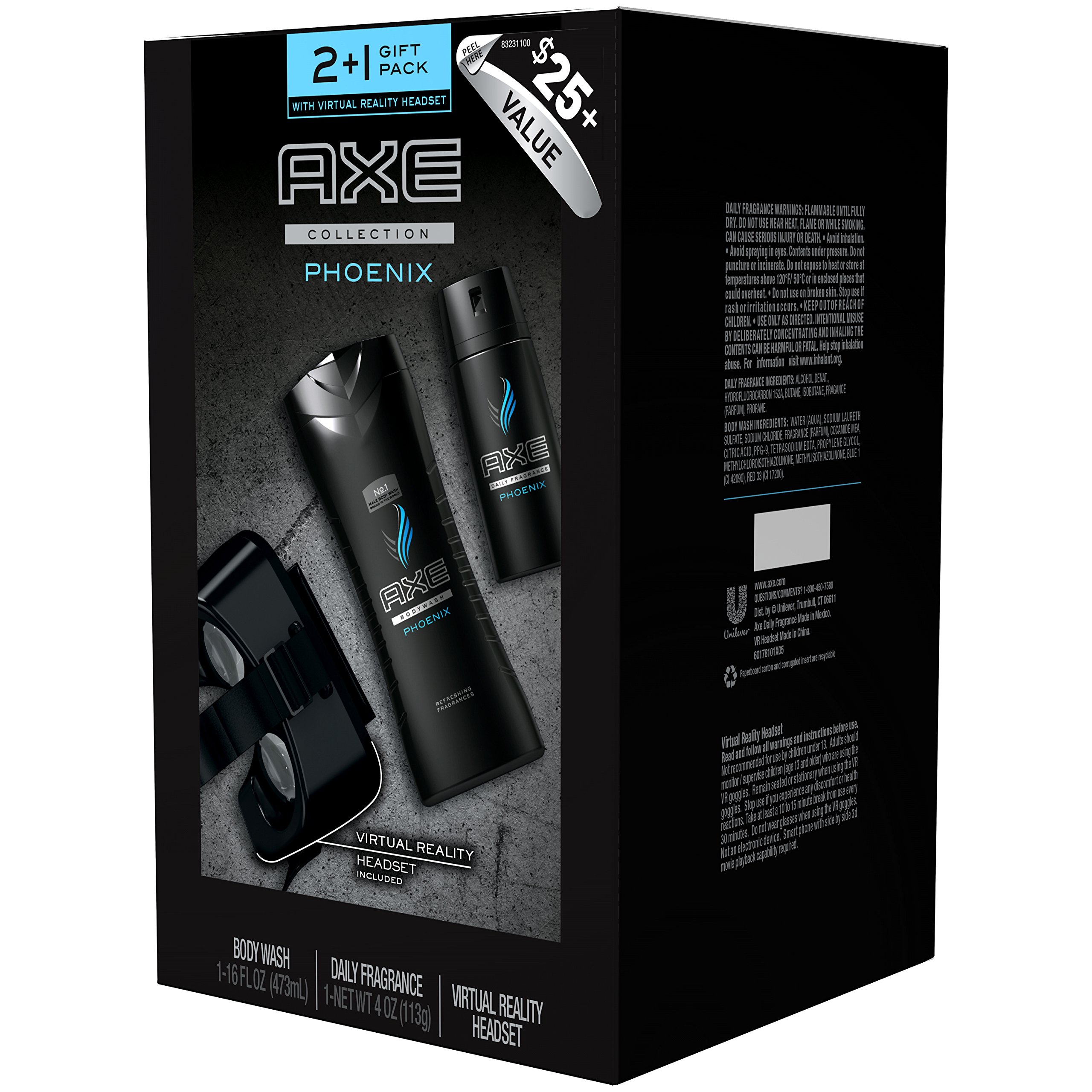 AXE Gift Set with VR Headset - Phoenix Scent 3-Pack Deodorant & Body Spray | Perfect for Men's Gifts, Gaming Enthusiasts & Virtual Reality Experiences
