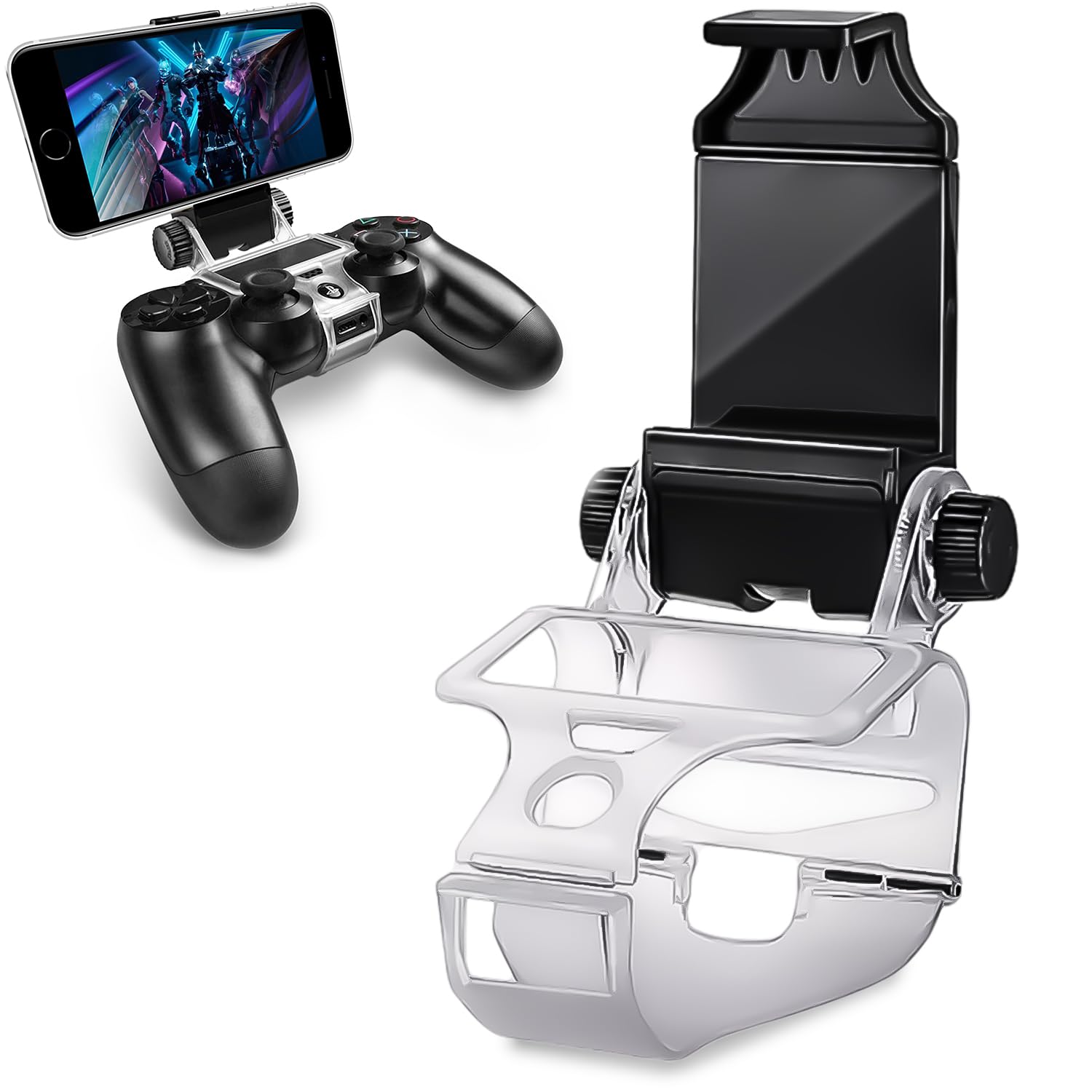 PS4 Controller Phone Mount Holder for PS4 Slim & PS4 Pro - Remote Play Gaming Accessory for Smartphones - Perfect for Mobile Gaming & Streaming