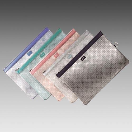 LIHIT LAB. Mesh Pouch Organizer - 16.6 x 11.3 Inches, Rose Pink (F247-Rose-Pink) - Perfect for School Supplies, Travel Accessories & Makeup Storage