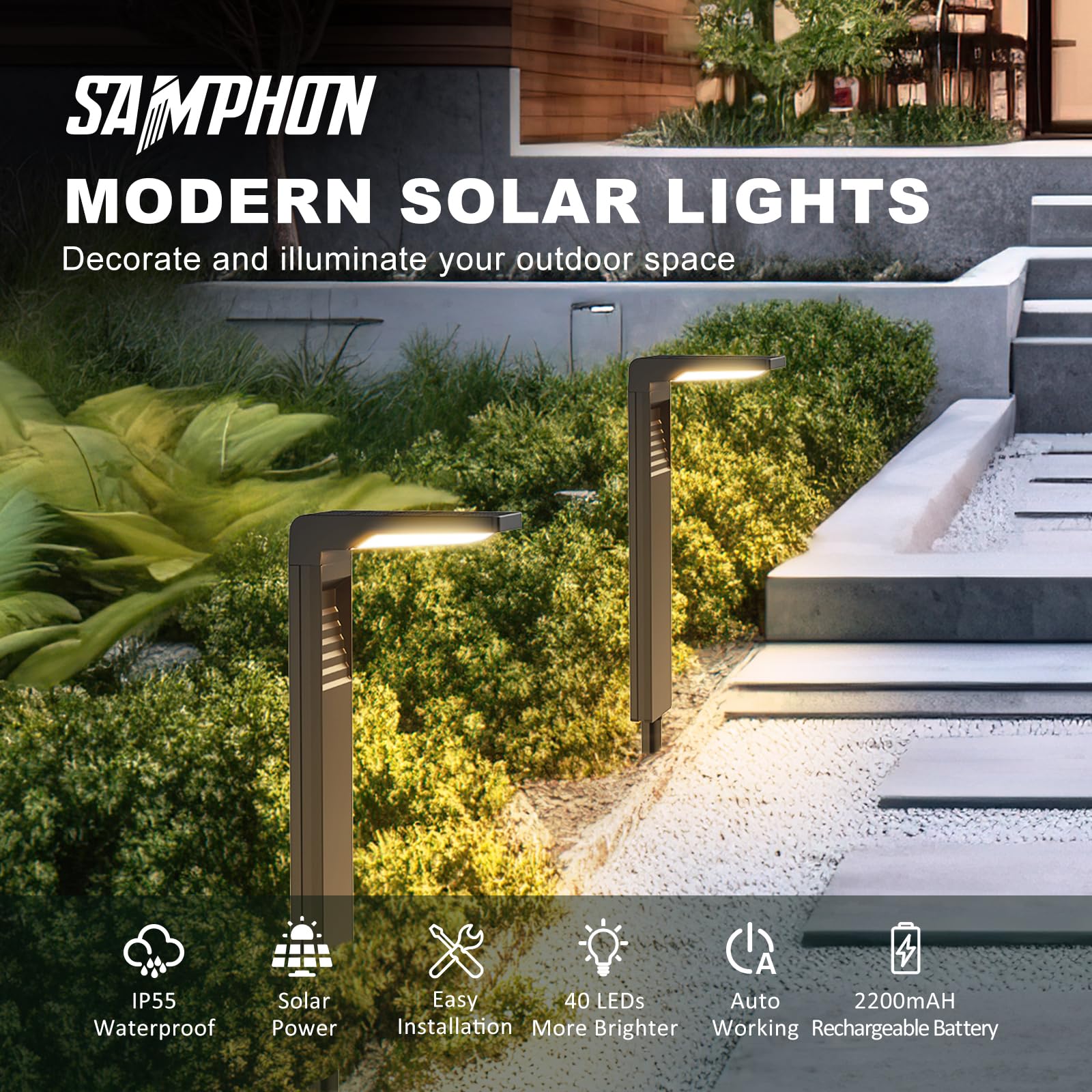 6 Pack Solar Pathway Lights Waterproof - Super Bright LED Landscape Lighting for Yard, Lawn, Patio, Driveway, Sidewalk & Garden Decor | Perfect for Outdoor Lighting & Nighttime Safety