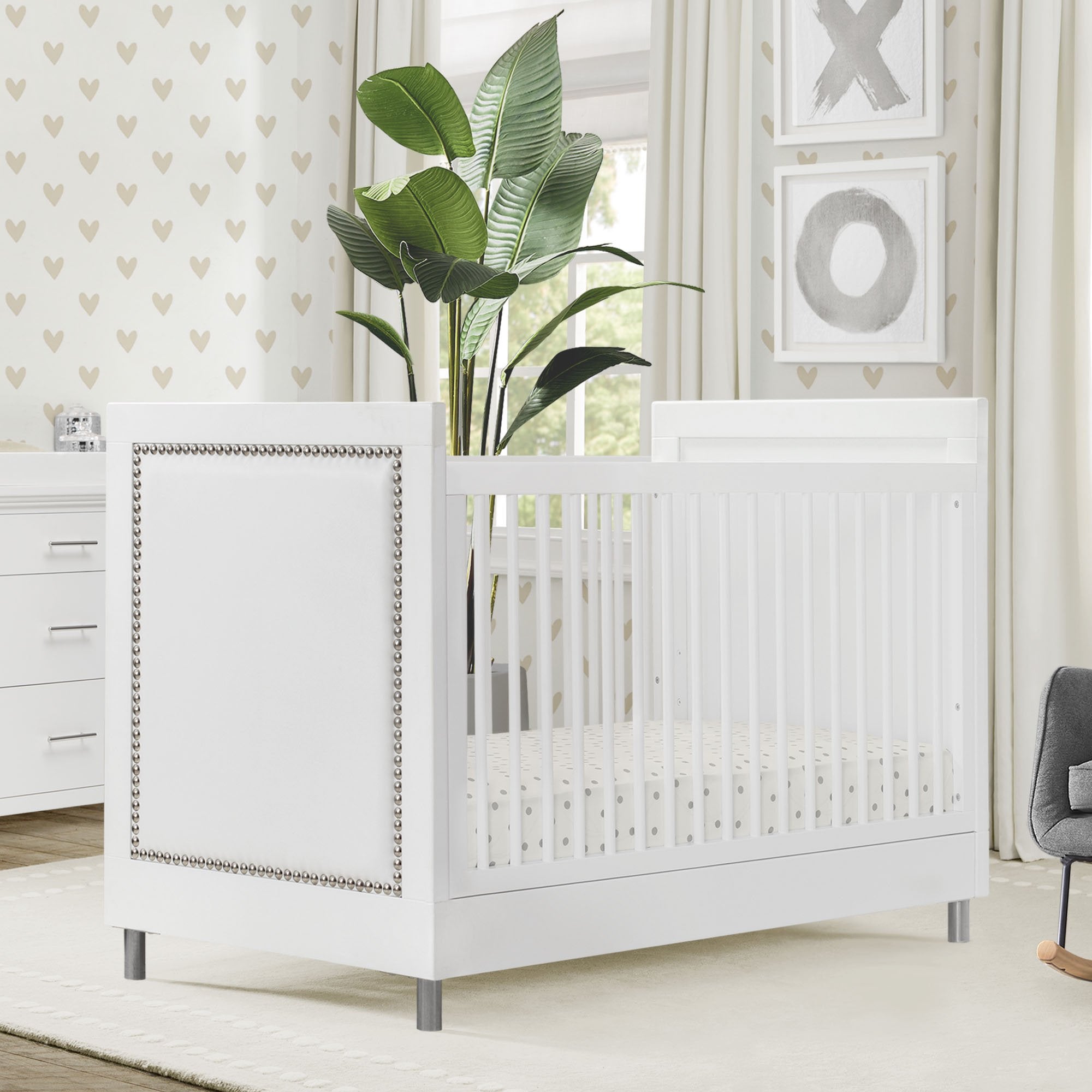 Avery 3-in-1 Convertible Baby Crib - White Nursery Furniture for Newborn to Toddler | Perfect for Modern Nursery, Bedroom & Daycare Use