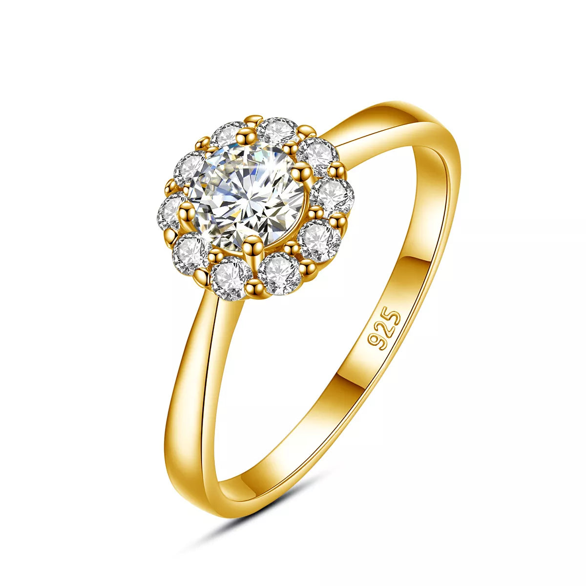 0.5ct Moissanite Diamond Flower Ring for Women - Certified 5mm Wedding & Engagement Ring in Pure Silver - Elegant Jewelry Gift for Her - Perfect for Anniversaries, Proposals & Special Occasions
