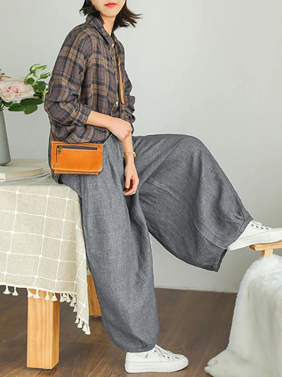 Plus Size Women's Casual Wide Leg Pants for Spring - Comfortable High Waisted Loose Fit Trousers for Work, Travel & Everyday Wear