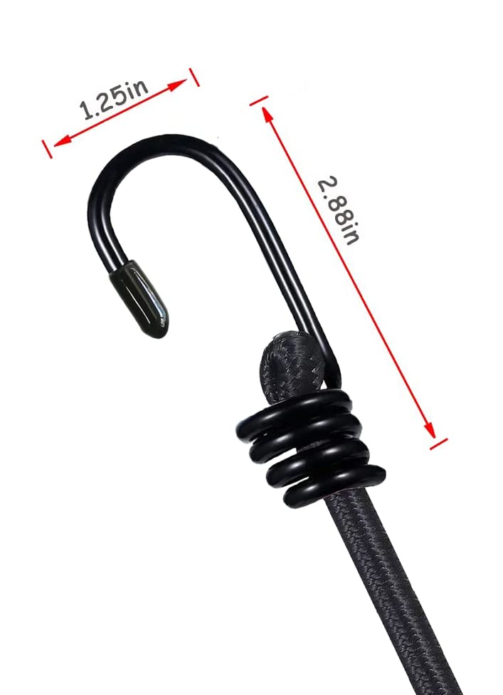 iCOMO 8 Pack Heavy Duty Bungee Cords with Metal Hooks - 32 Inch Elastic Tie Down Straps for Outdoor, Camping, Truck, RV, and Storage Use - Black (Durable & Secure Fastening Solution)