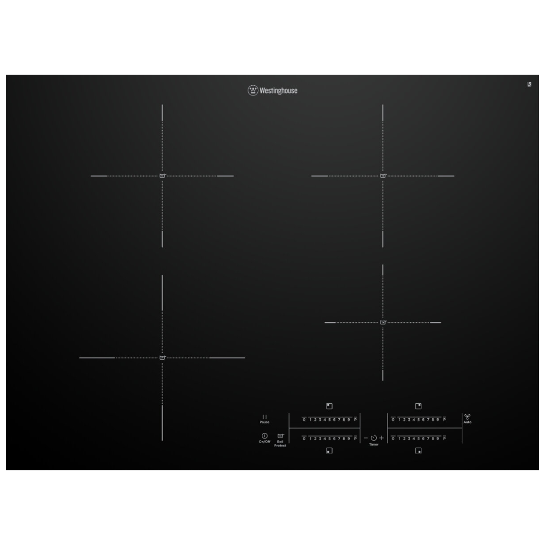 Westinghouse 70cm 4 Zone Induction Cooktop with Hob2Hood WHI743BD - Fast Heating Electric Stove for Home Kitchen | Perfect for Boiling, Frying & Simmering | Energy Efficient Cooking Solution