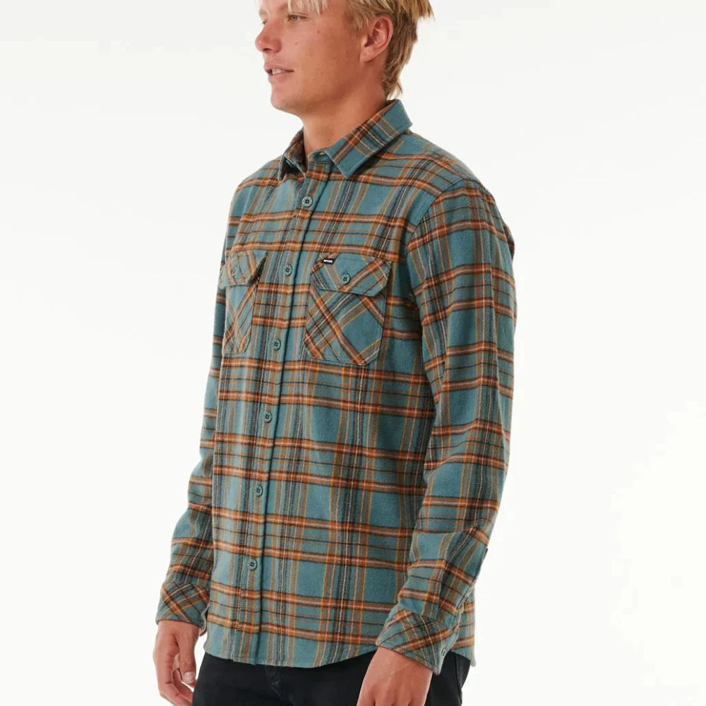 Rip Curl Griffin Long Sleeve Flannel Shirt for Men - Soft & Comfortable Plaid Button-Up - Perfect for Outdoor Adventures & Casual Wear