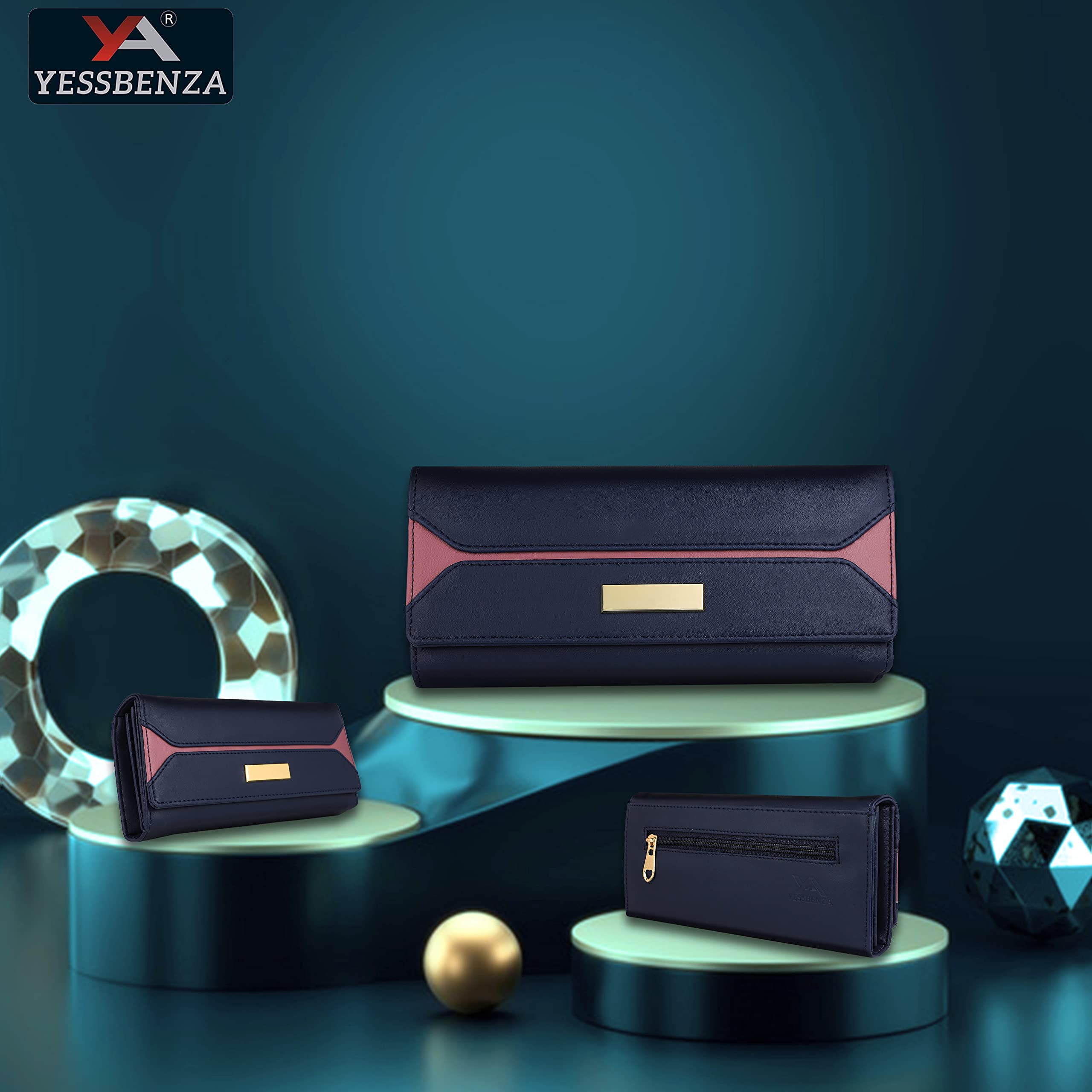 YESSBENZA Women's Faux Leather Clutch Purse with 6 Card Slots - Stylish Wallet Handbag for Ladies & Teens (Royal Blue) - Perfect for Parties, Dating & Evening Events