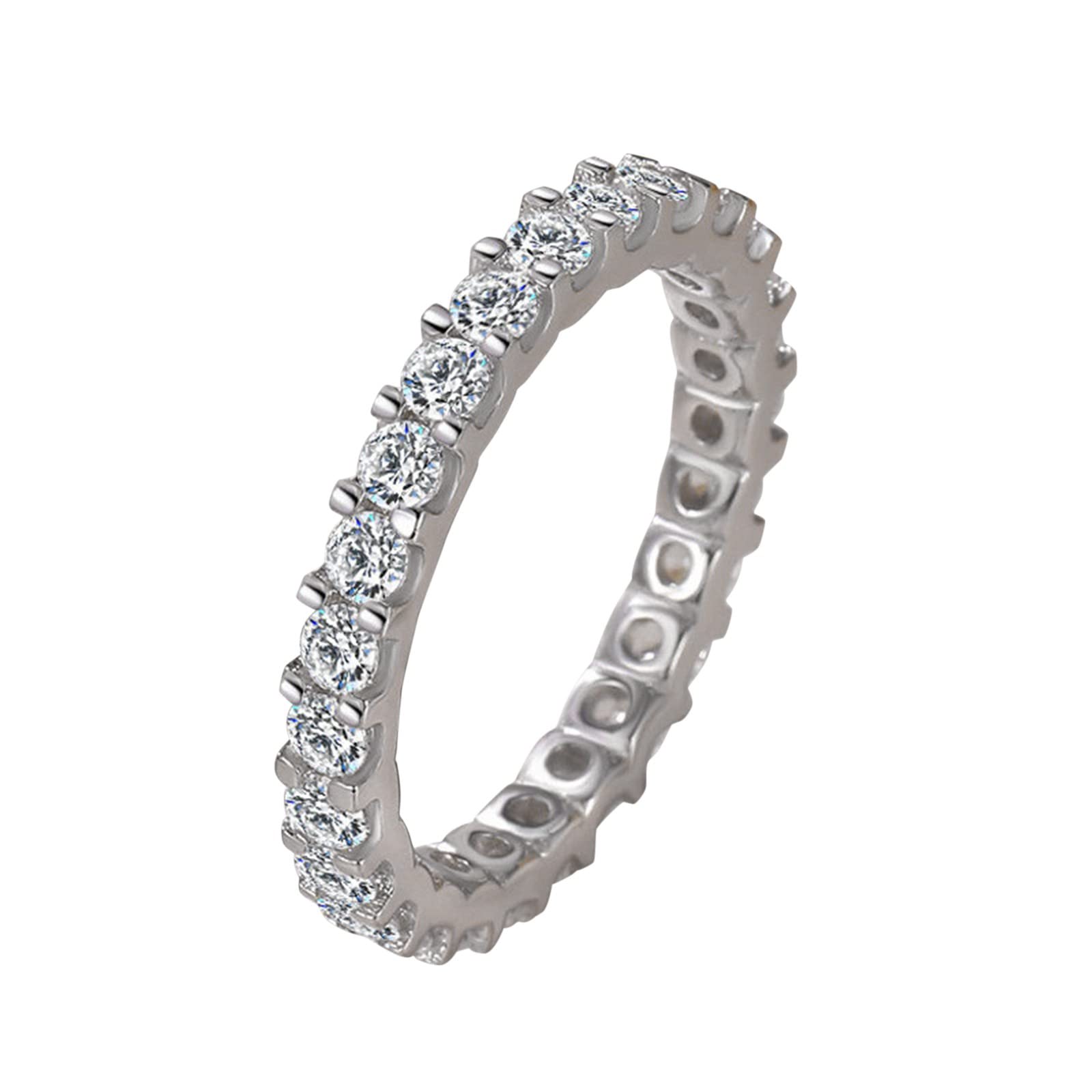 Elegant Silver Plated Sterling Simulated Diamond Wedding Rings for Women & Teen Girls - Durable Stainless Steel Jewelry for Engagement, Promise Rings & Special Occasions
