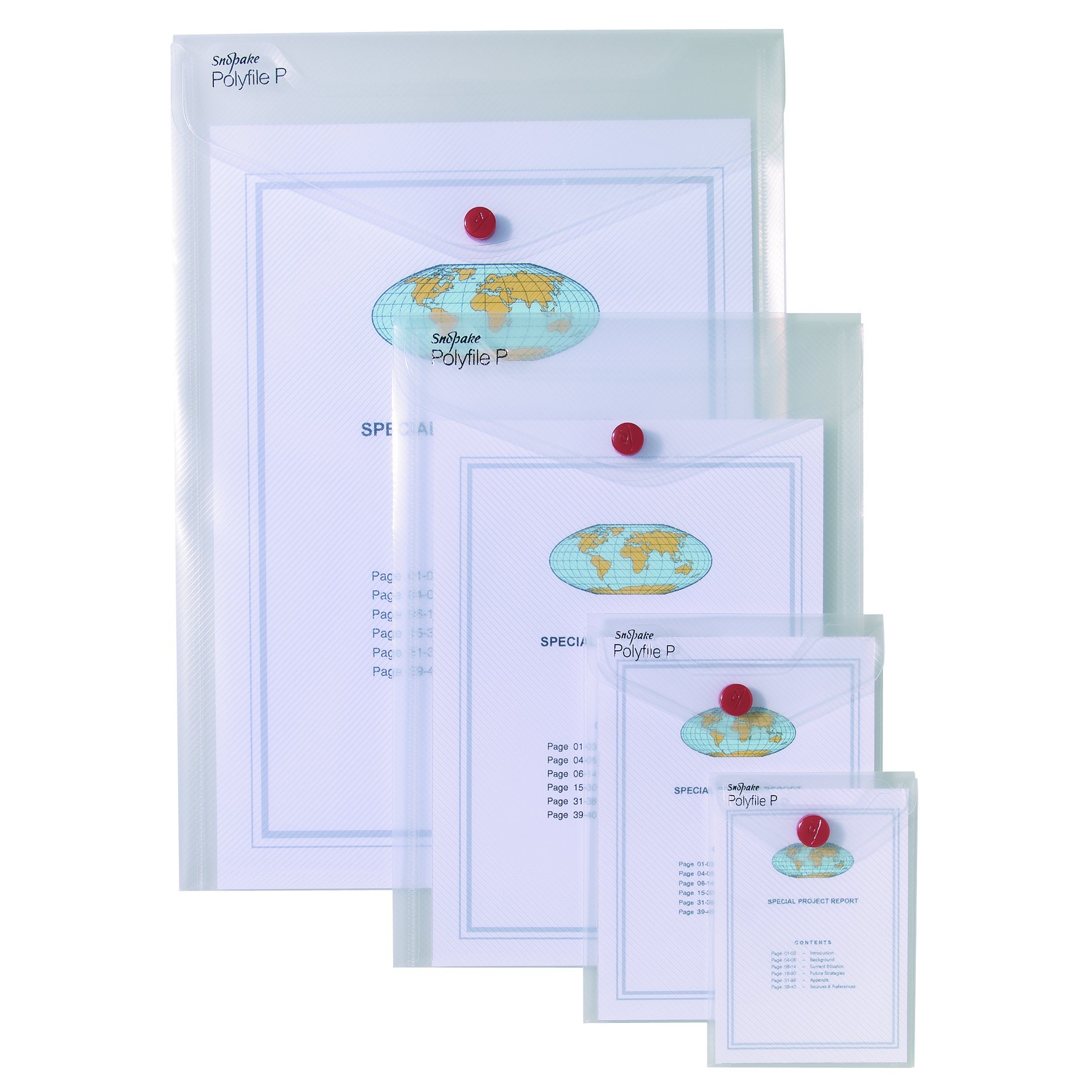 13263 Polyfile P A4 Portrait Popper Wallet File with Press Stud - Classic Clear (Pack of 5) | Secure Document Organizer for Office, School & Home Use | Waterproof & Durable Plastic File Folders