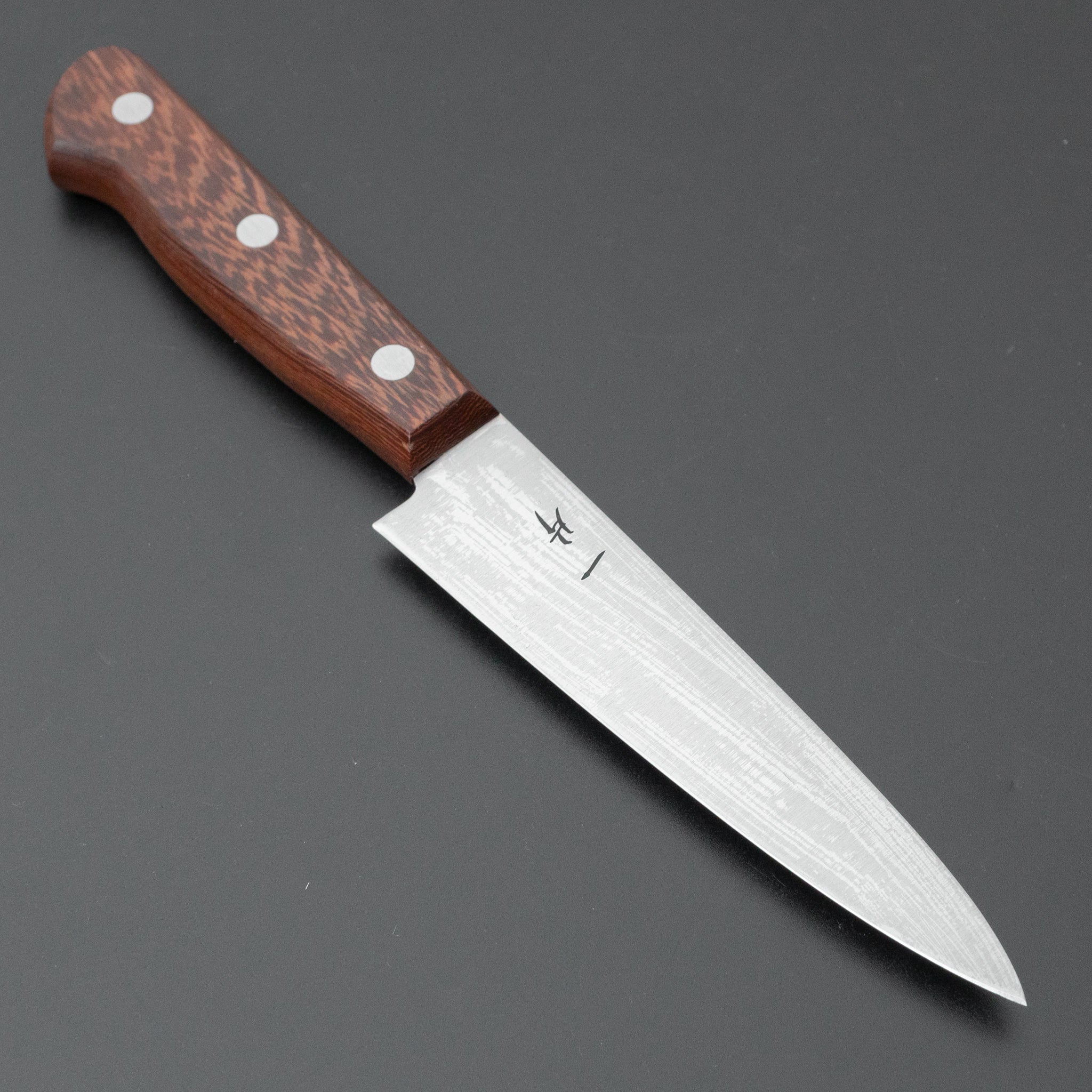 Hitohira Vintage SK Petty Knife 120mm - Japanese Carbon Steel Blade with Tagayasan Wood Handle (No Bolster) - Perfect for Sushi, Vegetables & Precision Cutting