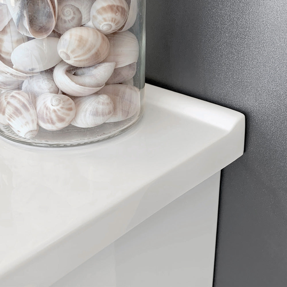 Fienza VAN90ZL Vanessa 30-Inch Wall Mounted Bathroom Vanity with Left Drawers, Satin White Finish - Perfect for Modern Small Bathrooms & Powder Rooms